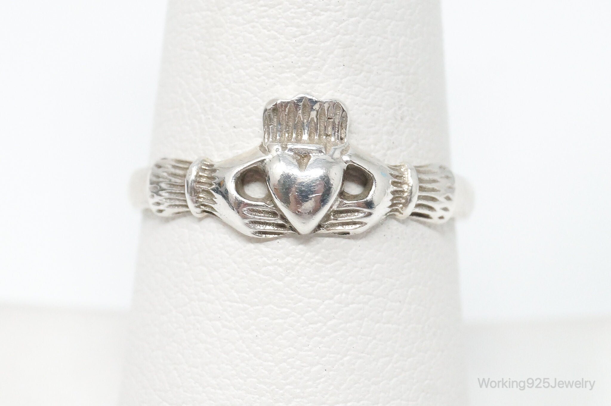 Vintage Designer Boma Claddagh Irish Heart Sterling Silver Ring Size 8.25