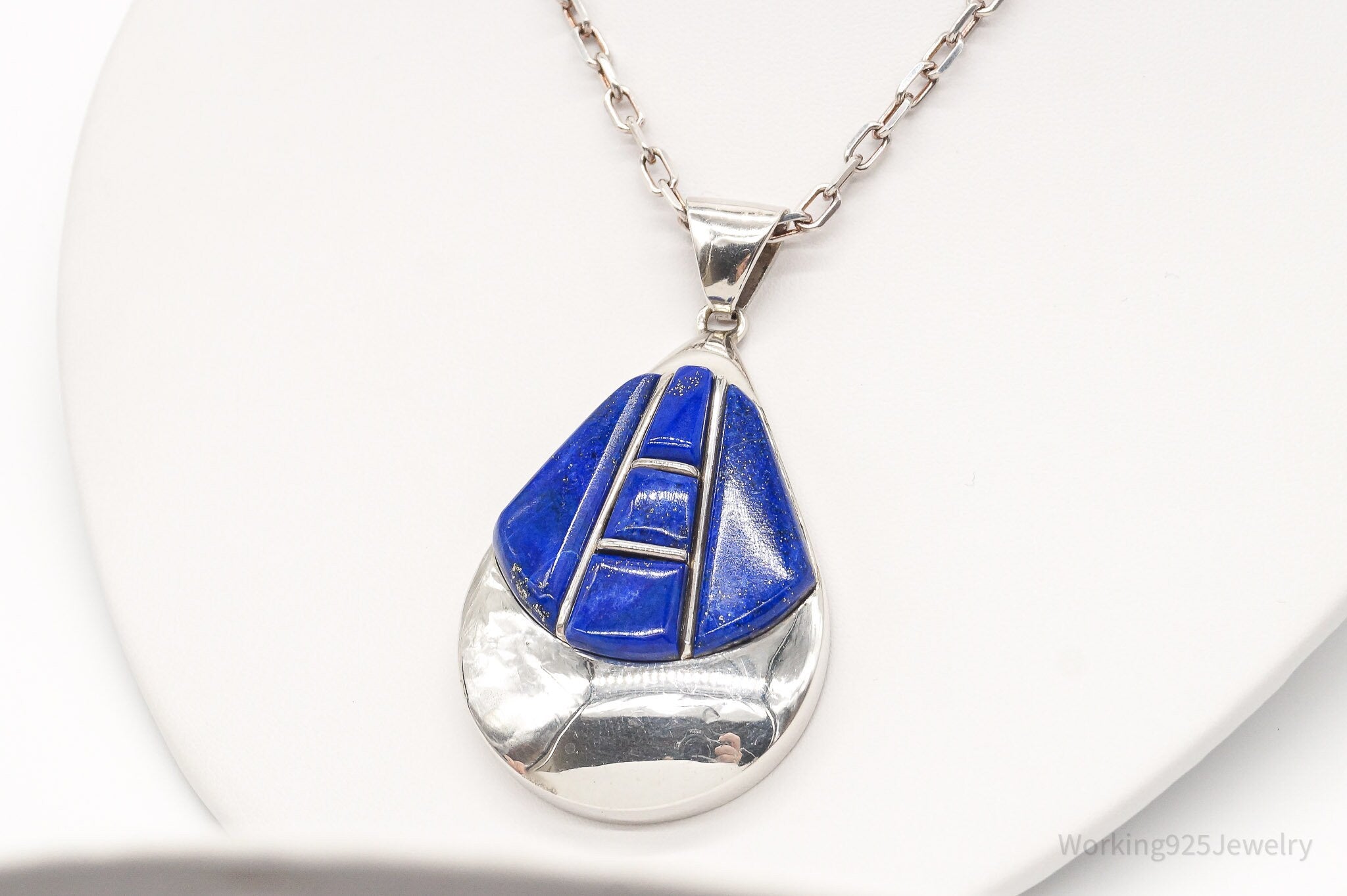 Vintage Artisan SJI Lazuli Lazuli Inlay Sterling Silver Necklace