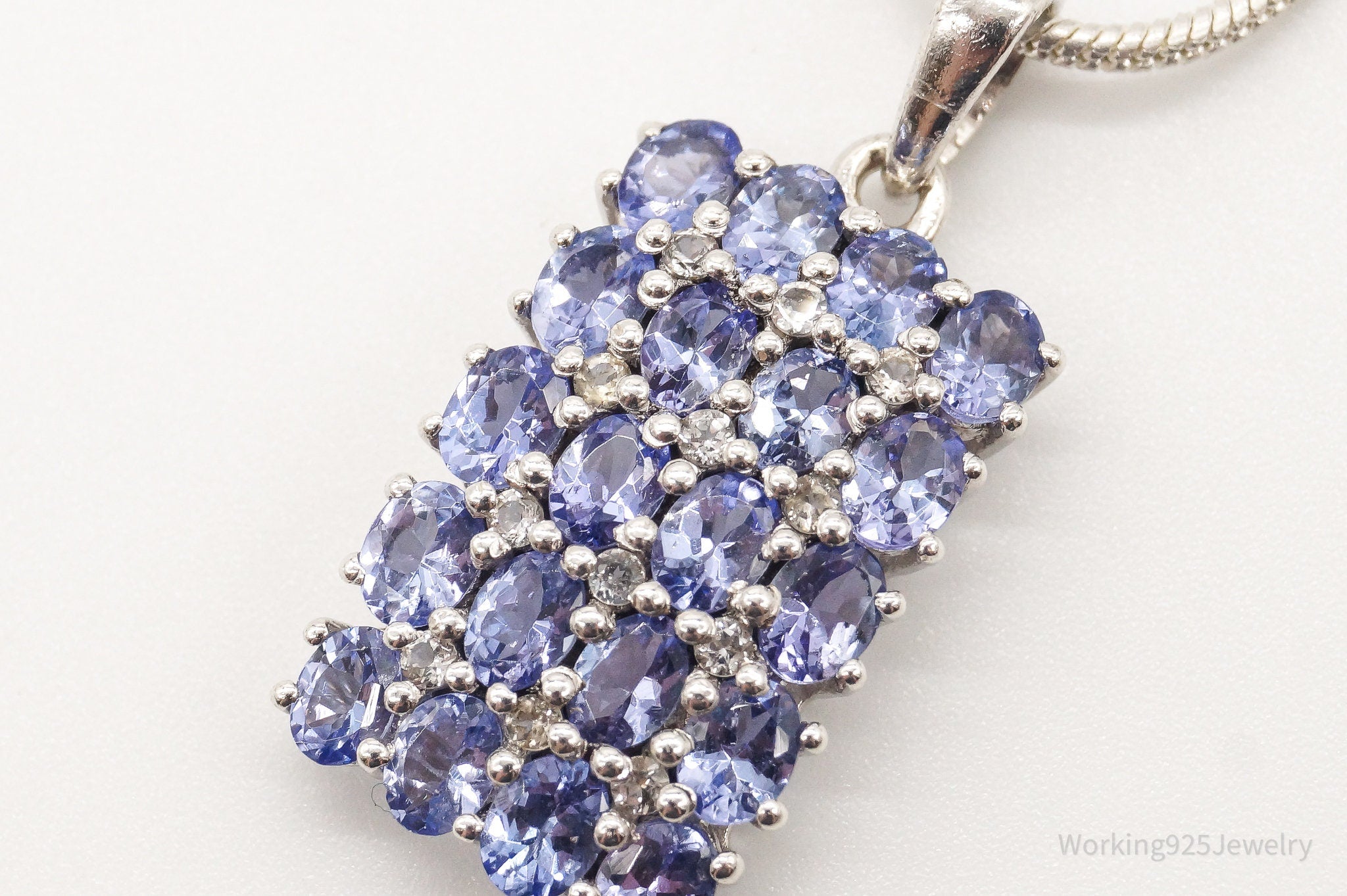 Vintage Designer TGGC Iolite Cubic Zirconia Sterling Silver Necklace