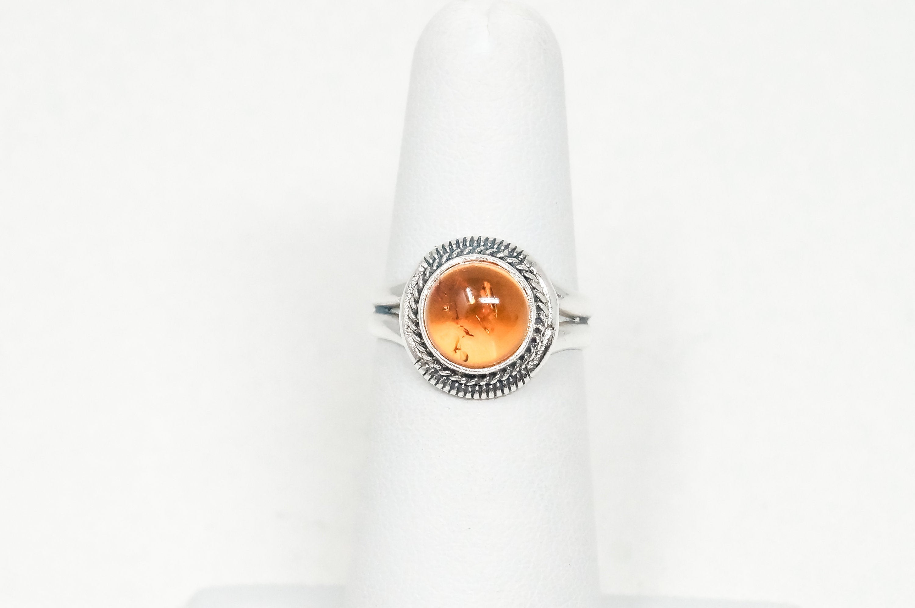 Vintage Designer BOMA Amber Rope Design Sterling Silver Ring - Sz 5 -783750436