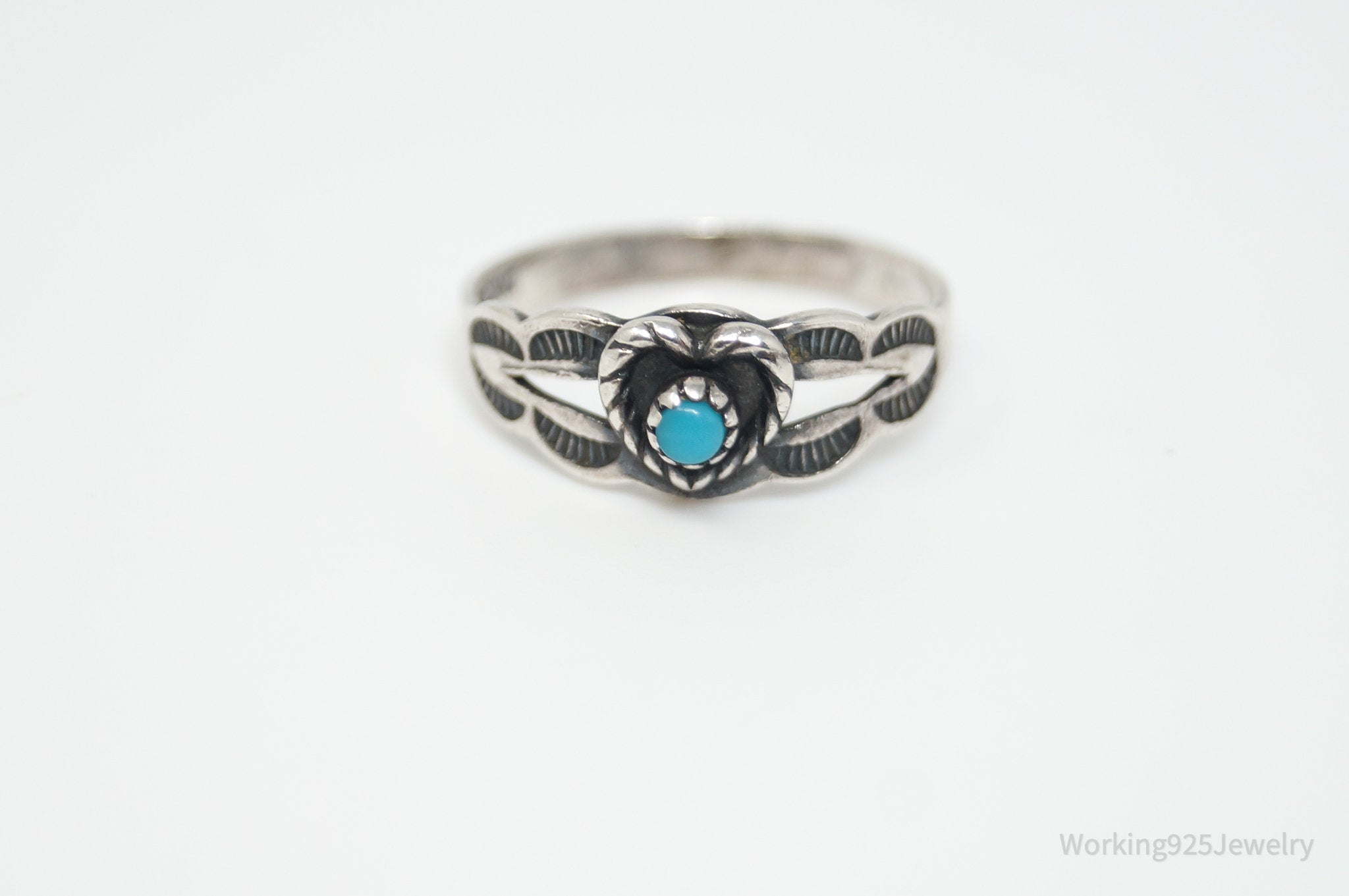 Vintage Bell Trading Post Turquoise Heart Sterling Silver Ring - Size 3.25