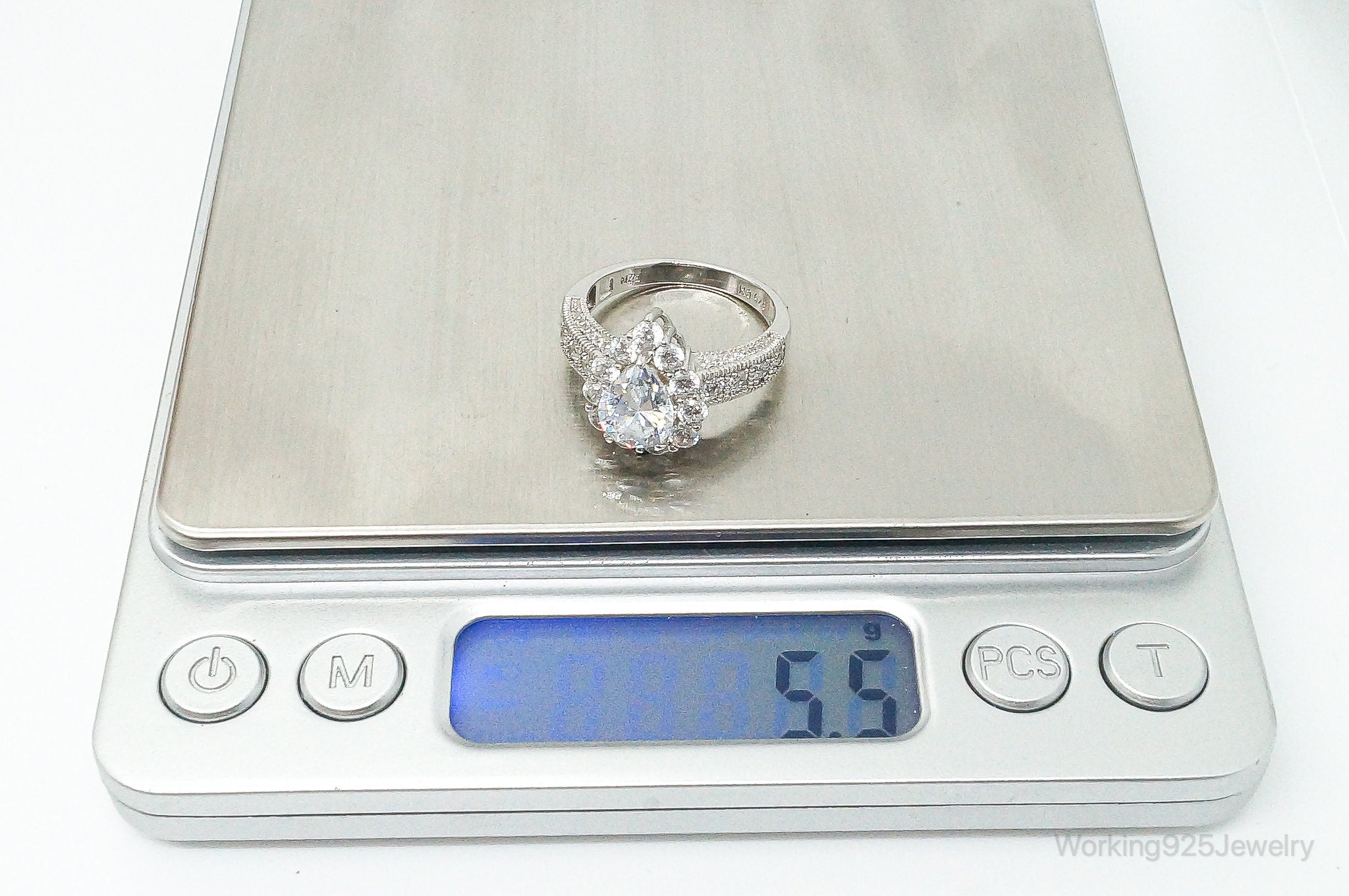 Designer FZN Cubic Zirconia Sterling Silver Ring - SZ 8.25