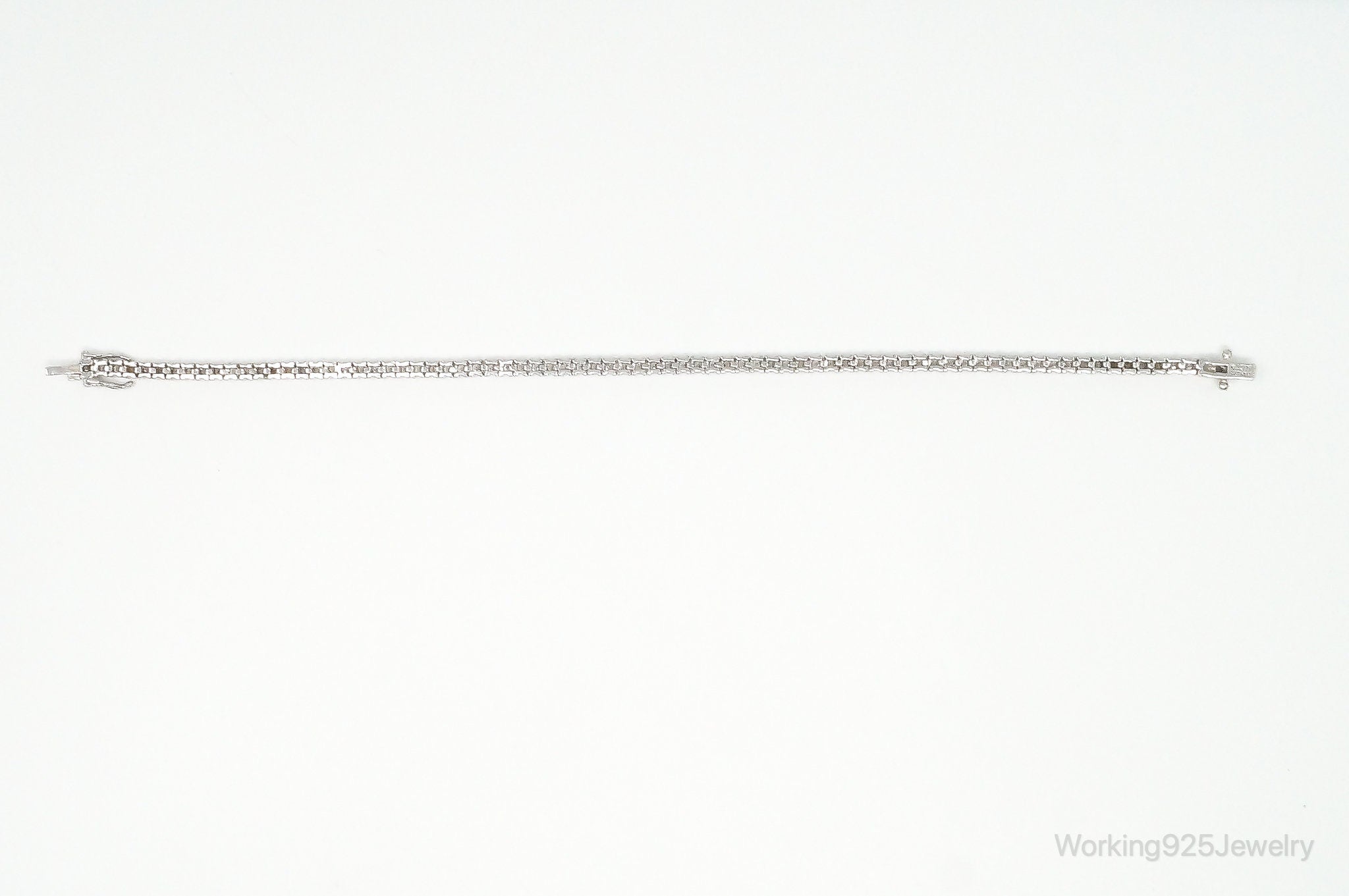 Vintage Cubic Zirconia Sterling Silver Tennis Bracelet