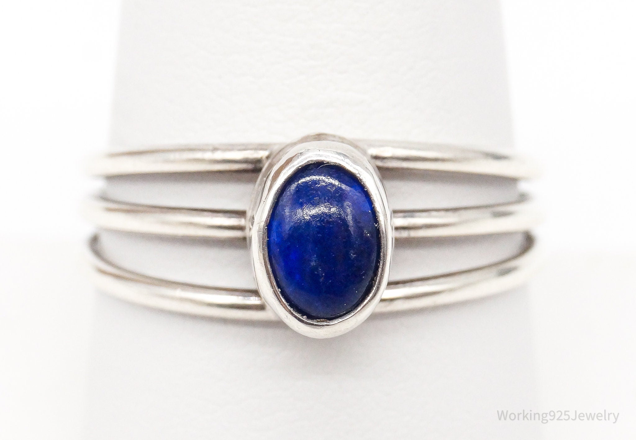 Vintage Lapis Lazuli Sterling Silver Ring - Size 8.5