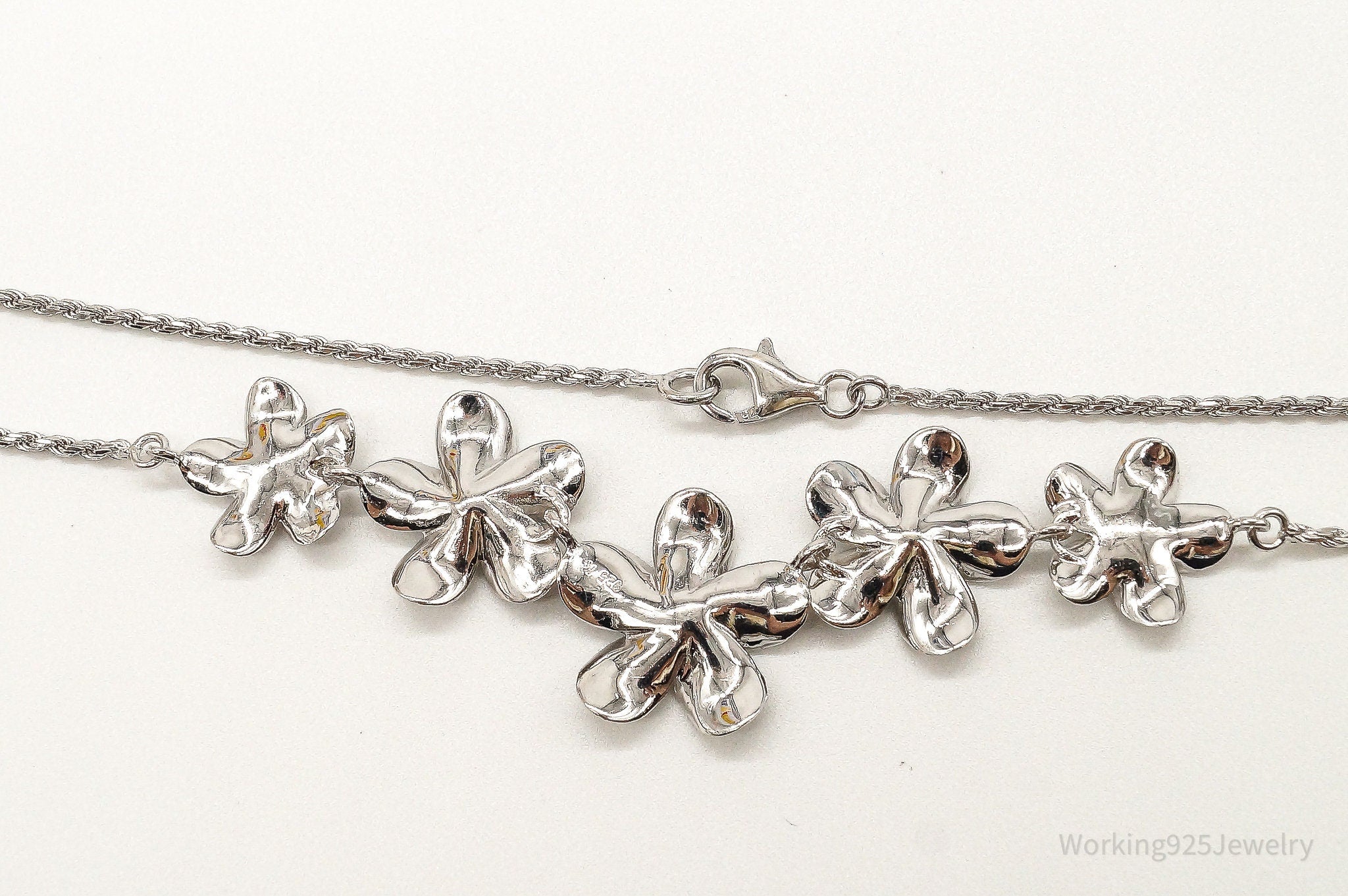 Designer Cubic Zirconia Sterling Silver Flower Necklace