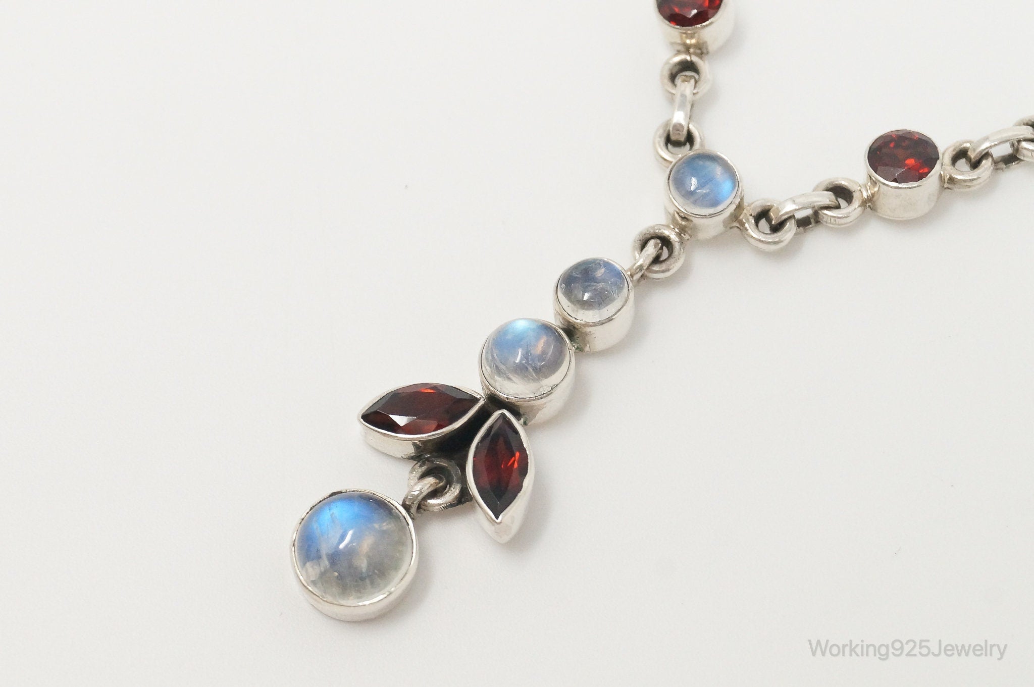 Designer Nicky Butler Moonstone Garnet Sterling Silver Necklace