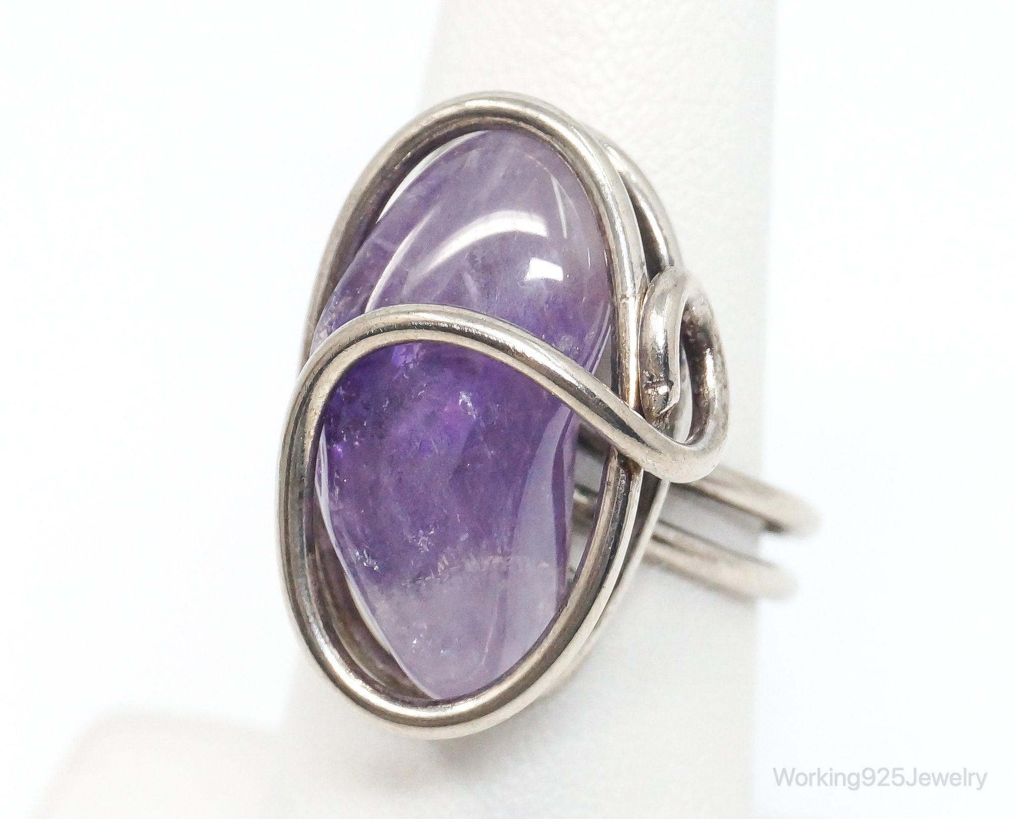 Vintage Amethyst Sterling Silver Ring Size 6.75