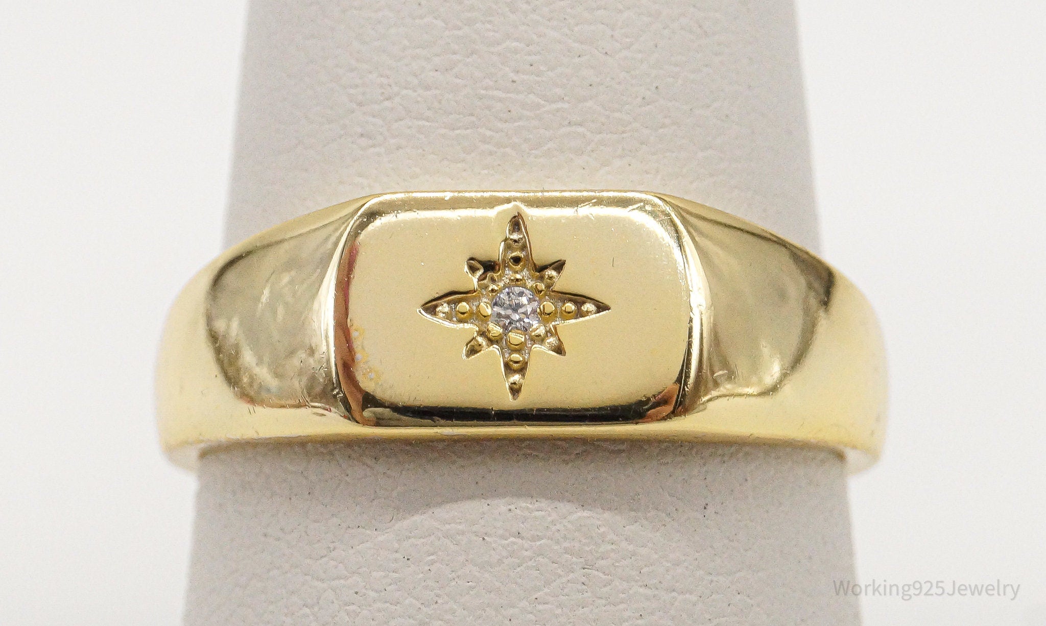 Designer Shashi Gold Vermeil Cubic Zirconia Sterling Silver Ring - Size 7