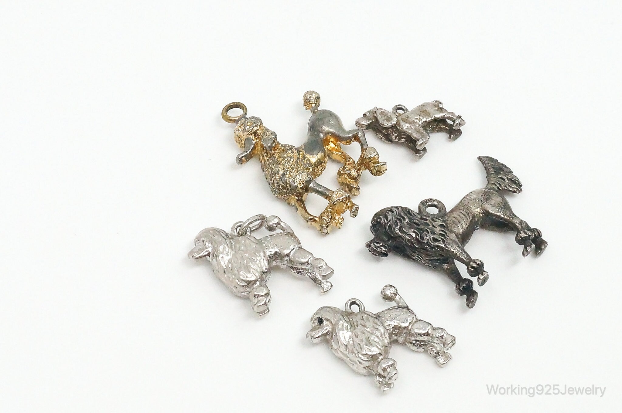 Vintage Antique Puppies Dogs Sterling Silver Charms Lot