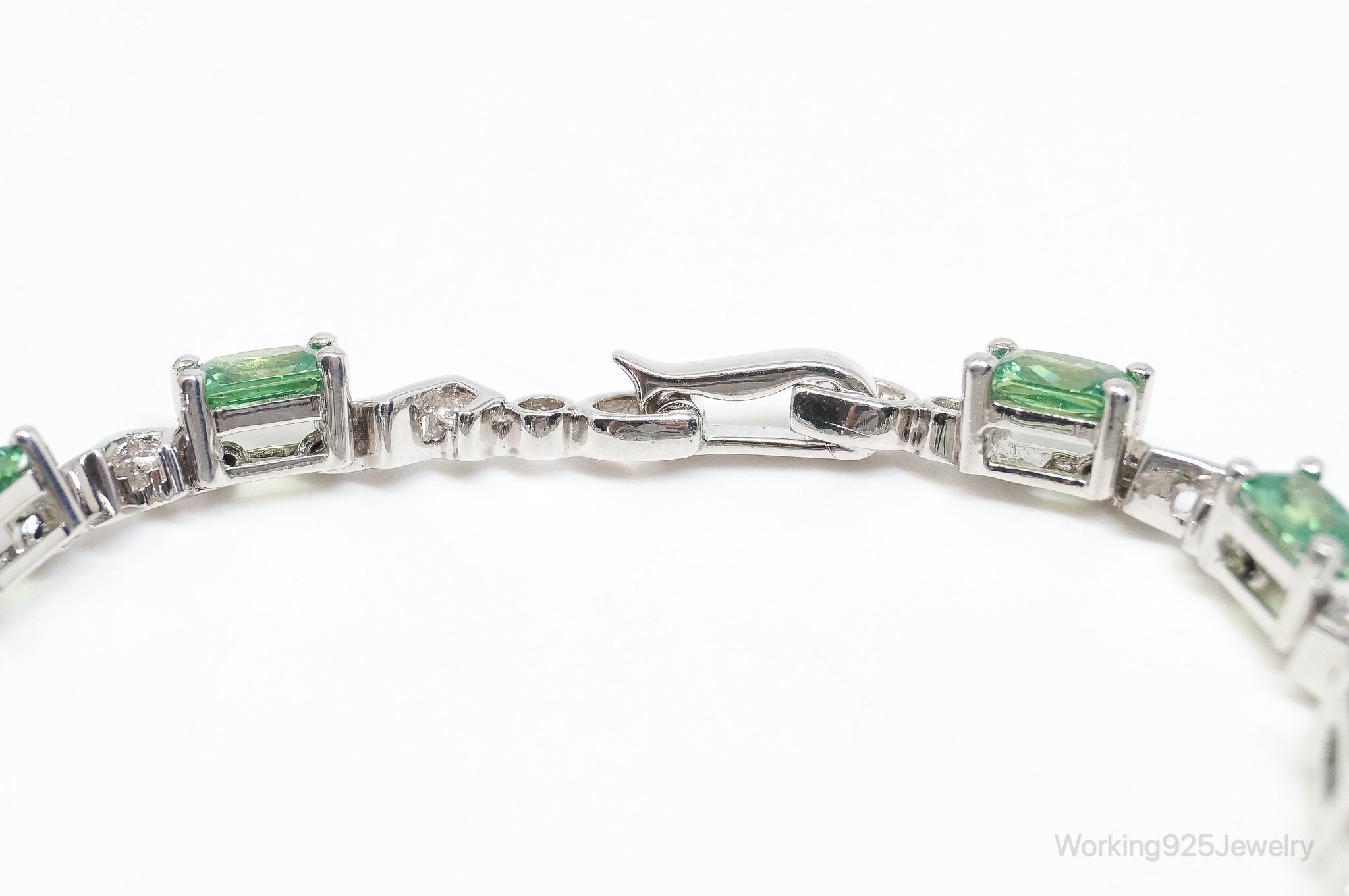 Vintage Green Mystic Topaz Cubic Zirconia Sterling Silver Bracelet