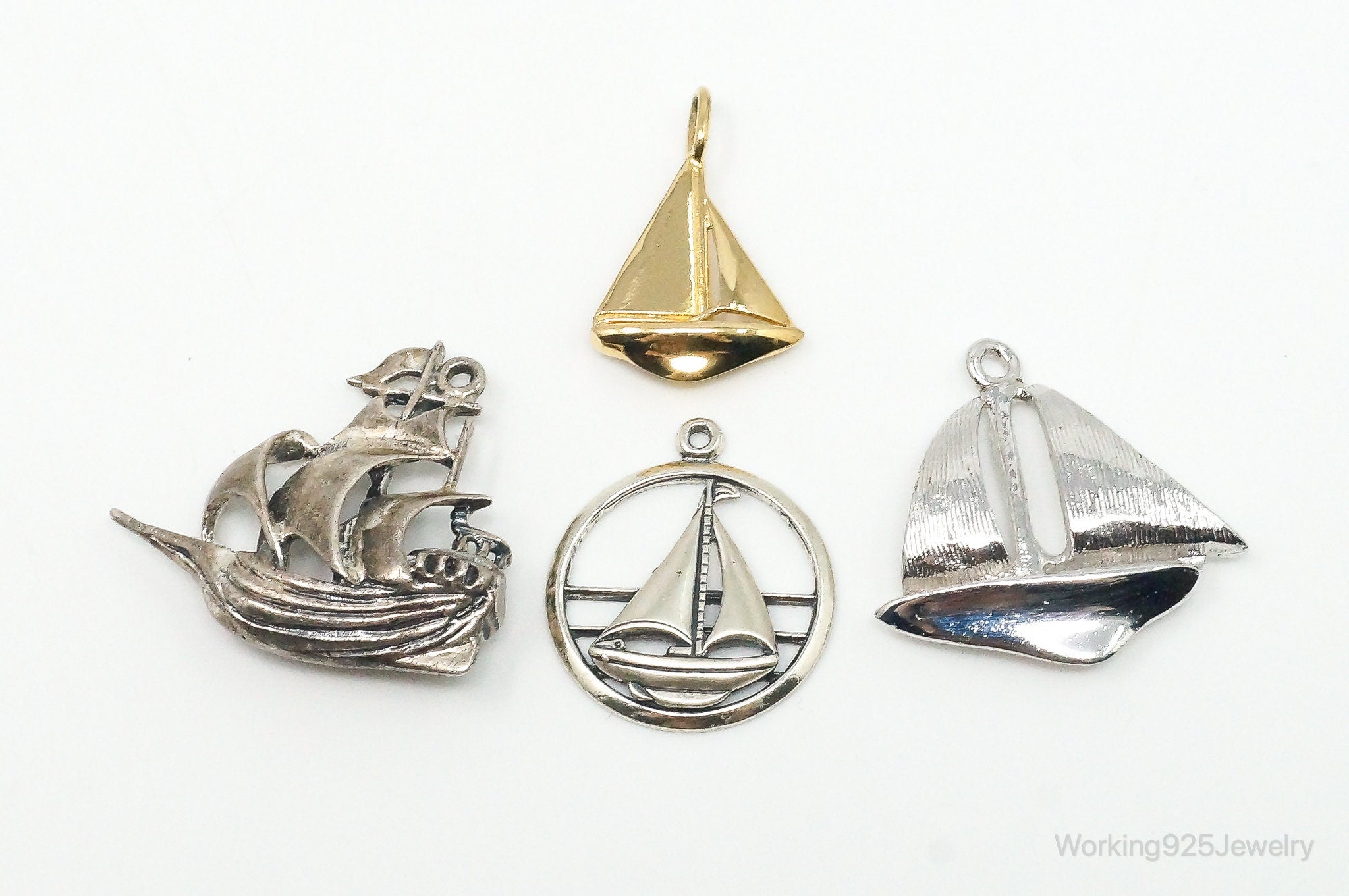 Vintage Antique Ships Sterling Silver Charms Lot