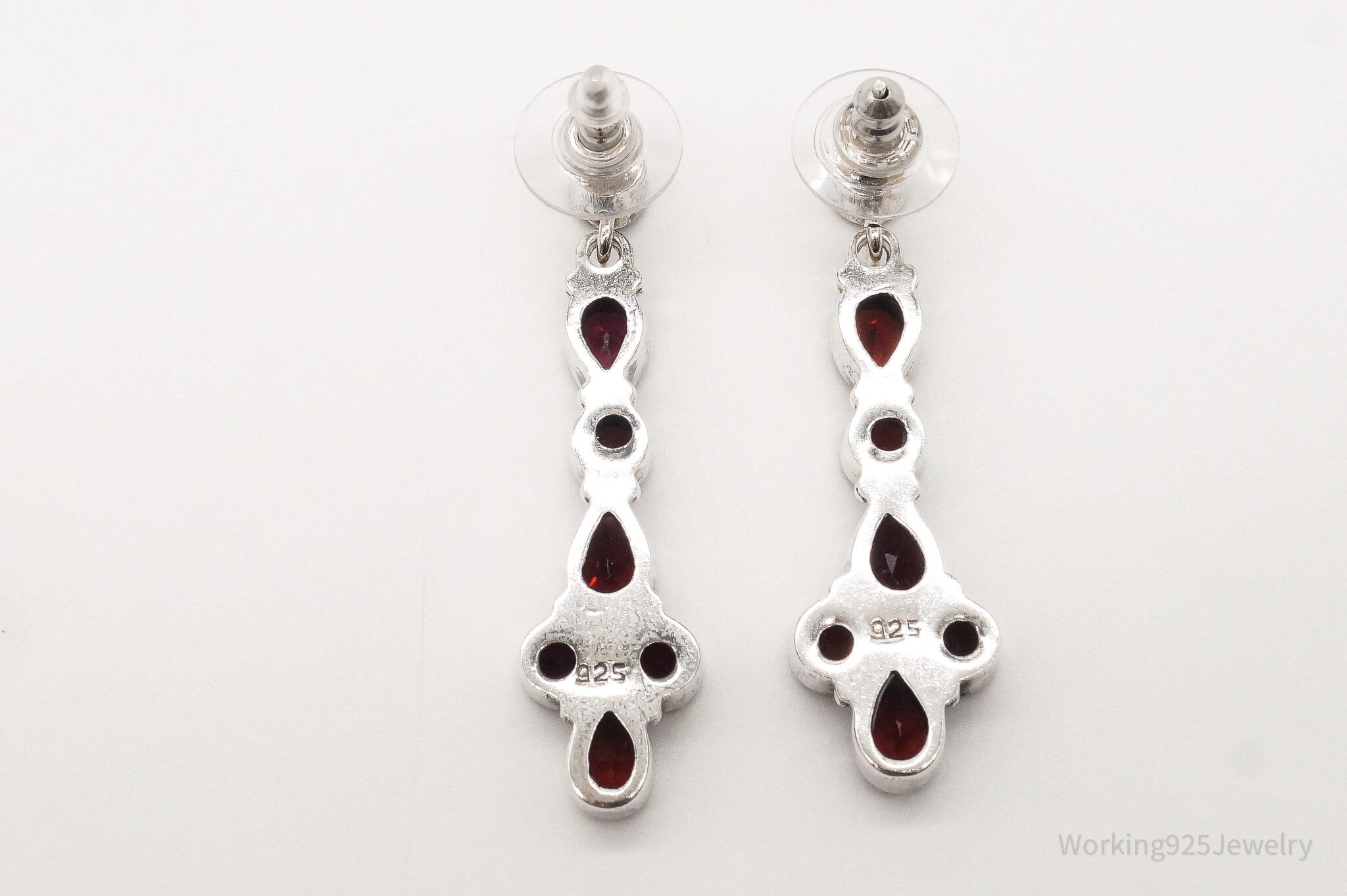 Vintage Garnet Sterling Silver Earrings