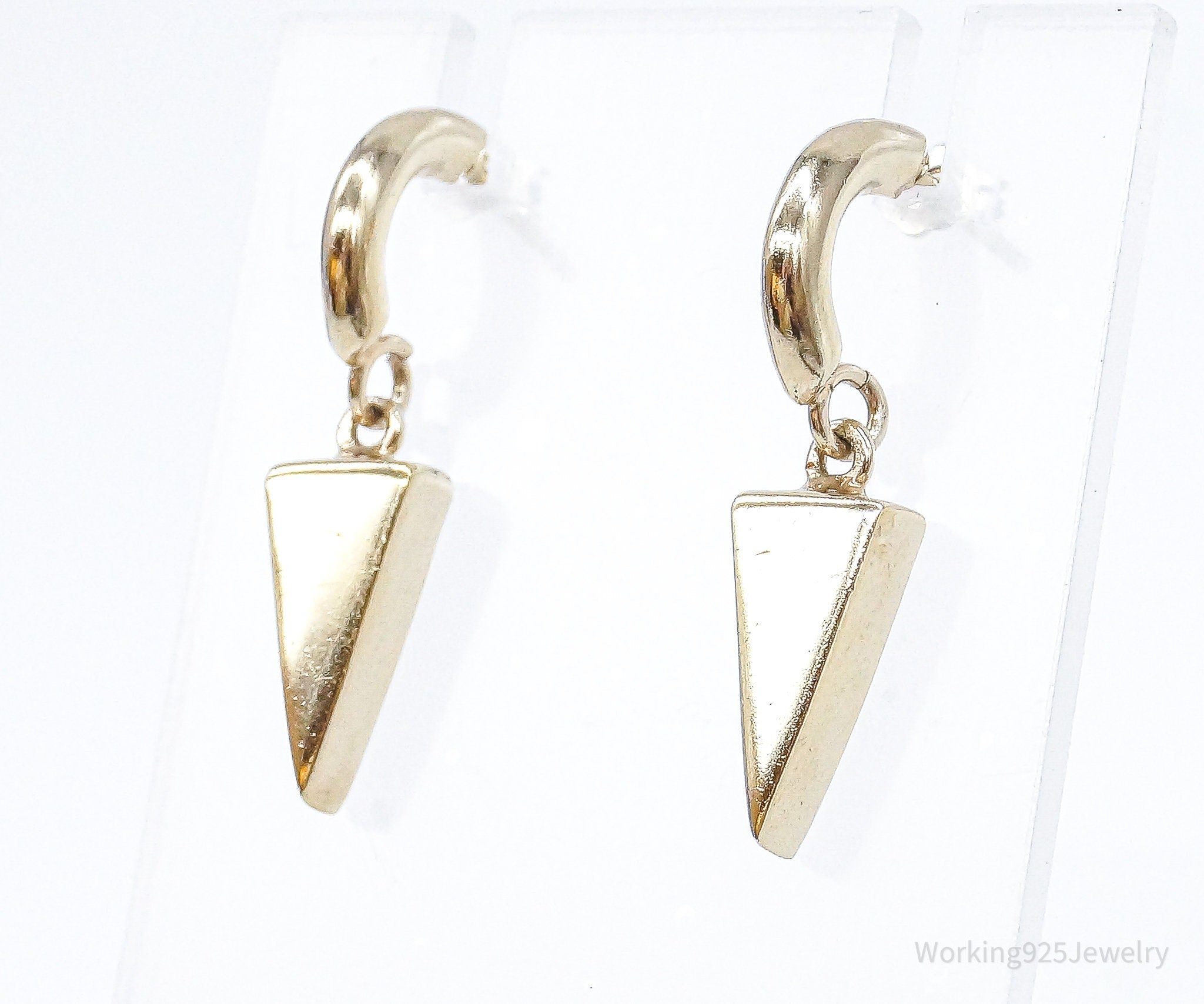 Vintage Gold Vermeil Modernist Sterling Silver Earrings