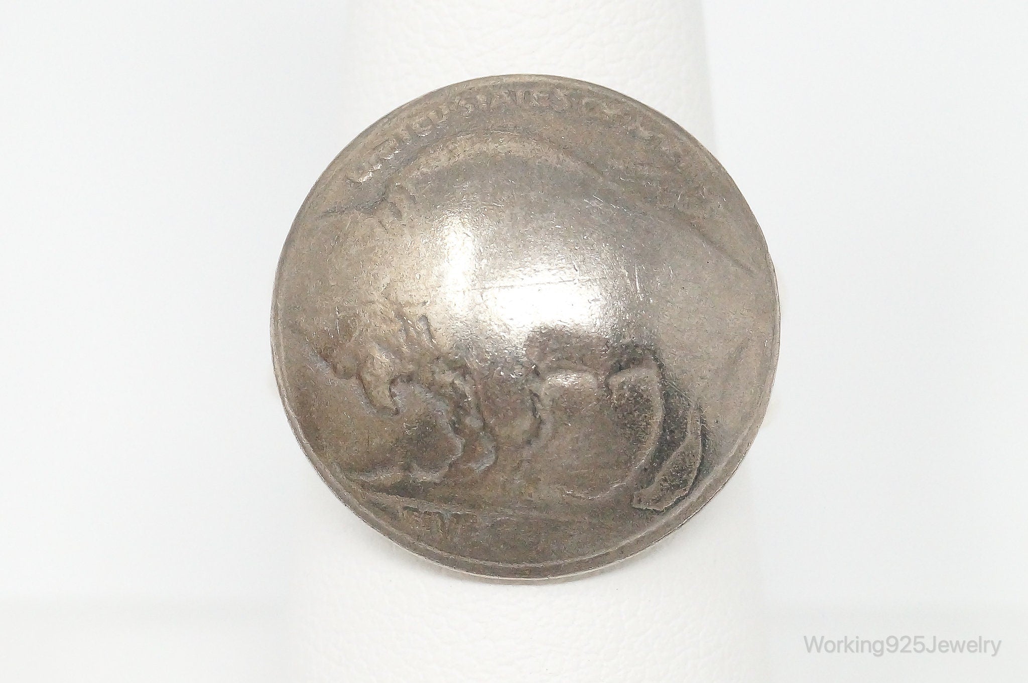 Vintage Buffalo Nickel Coin Sterling Silver Ring - Size 8.5