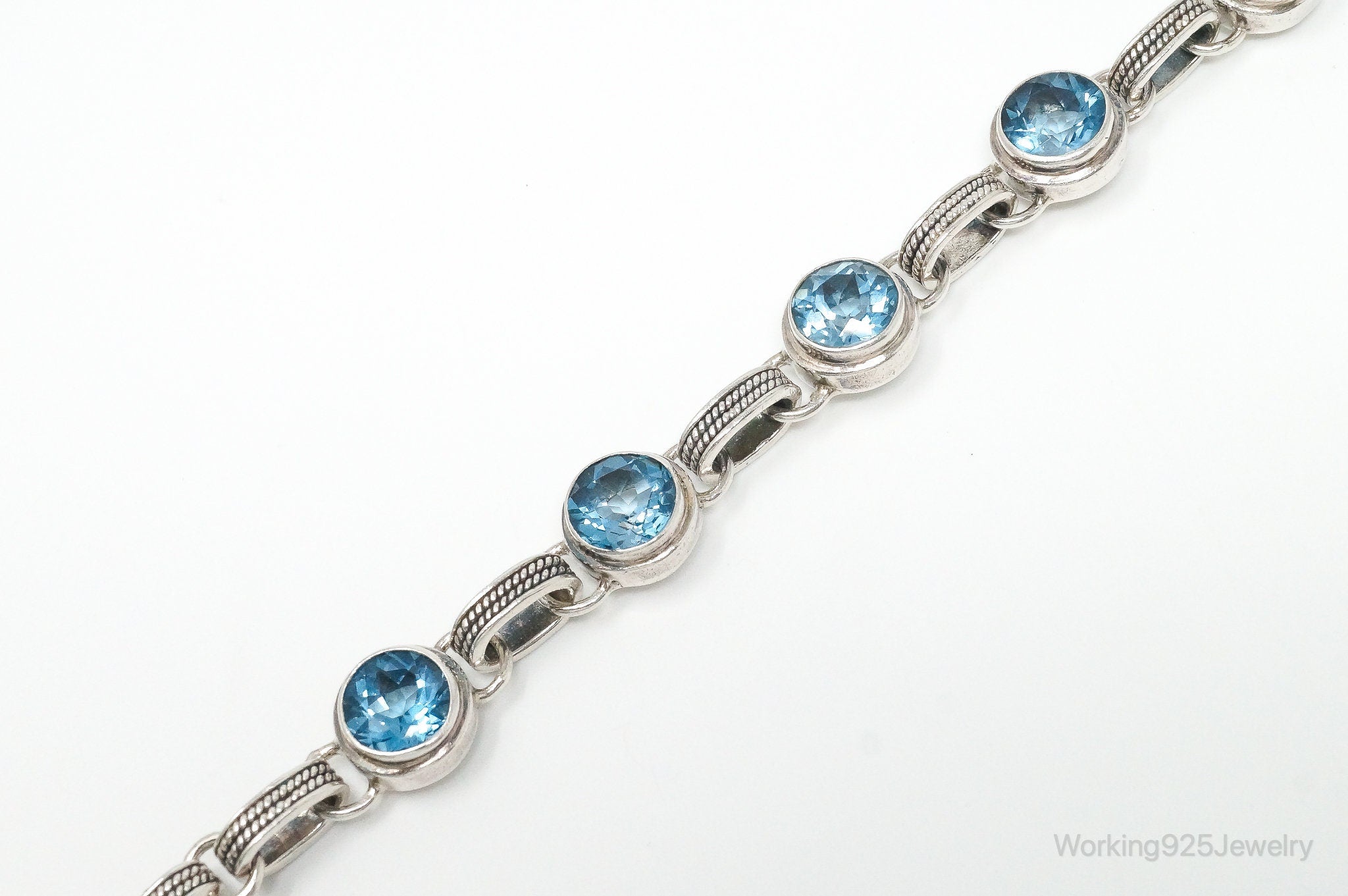 Vintage Blue Topaz Sterling Silver Toggle Bracelet