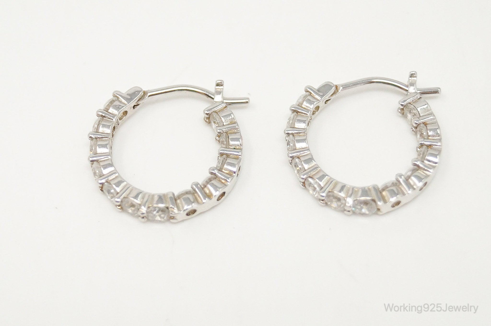 Cubic Zirconia Sterling Silver Hoop Earrings