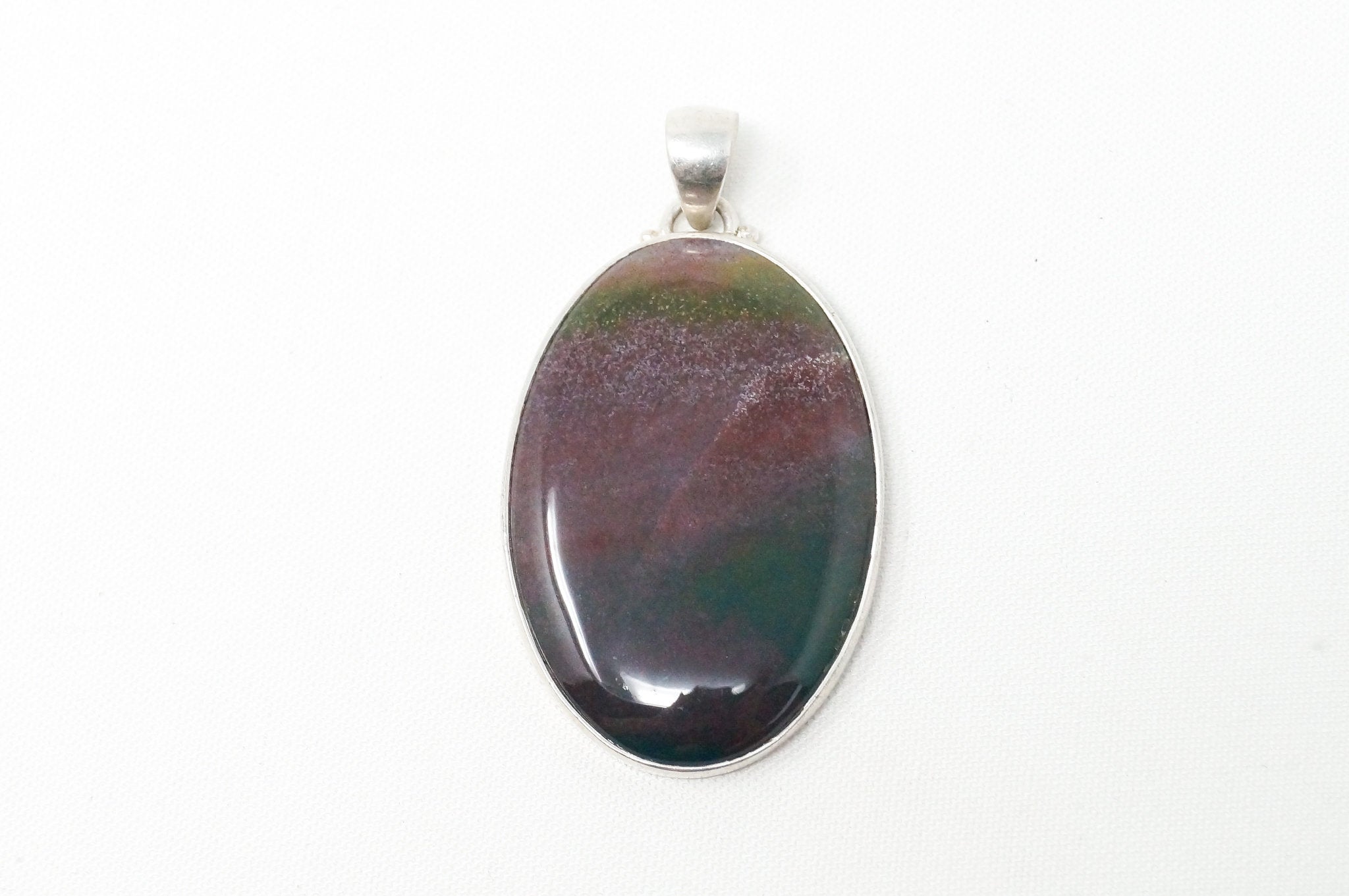 Large Vintage Fluorite Southwest Sterling Silver Necklace Pendant