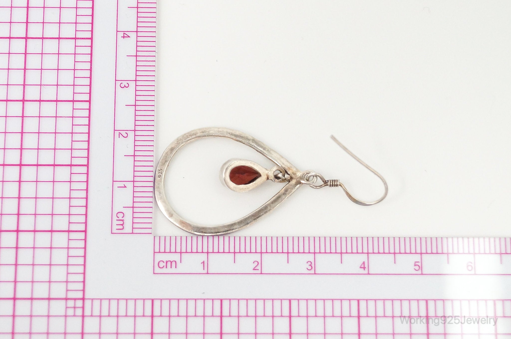 Garnet Bali Inspired Tear Drop Sterling Silver Earrings