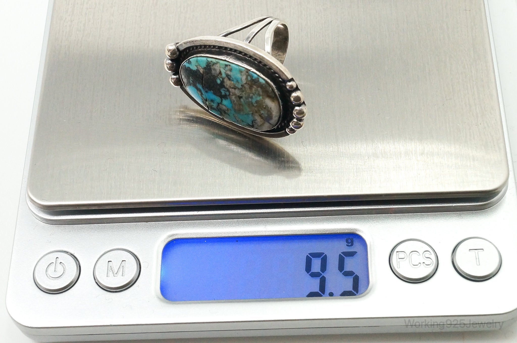 Large Vintage Native American Turquoise Unsigned Sterling Silver Ring high quality SZ 6.25