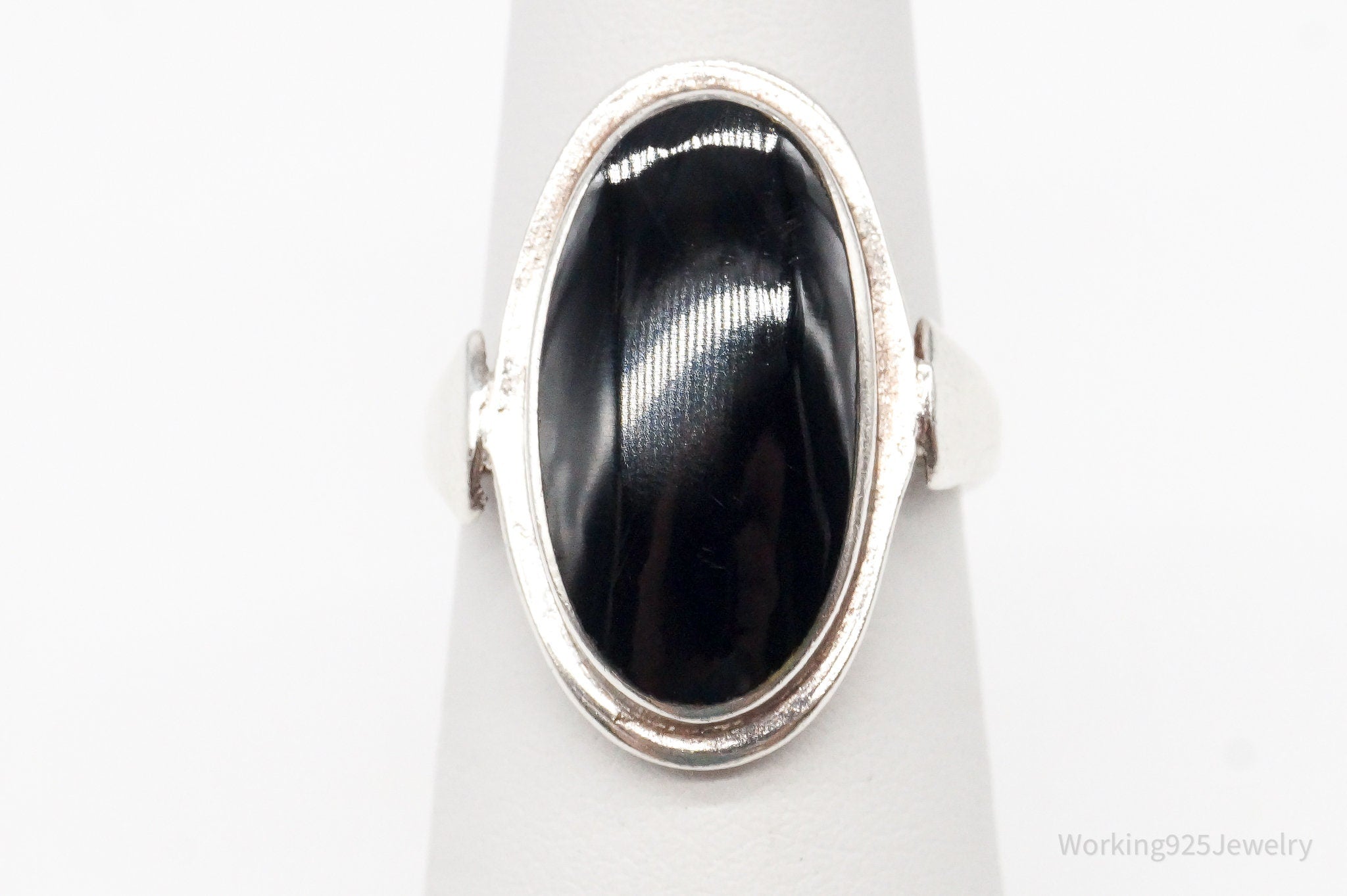 Vintage Black Onyx Sterling Silver Ring - Size 5.25