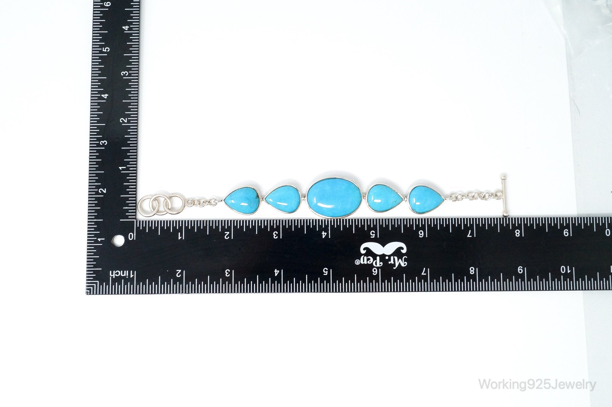 Designer Whitney Kelly Turquoise Southwestern Sterling Silver Toggle Bracelet