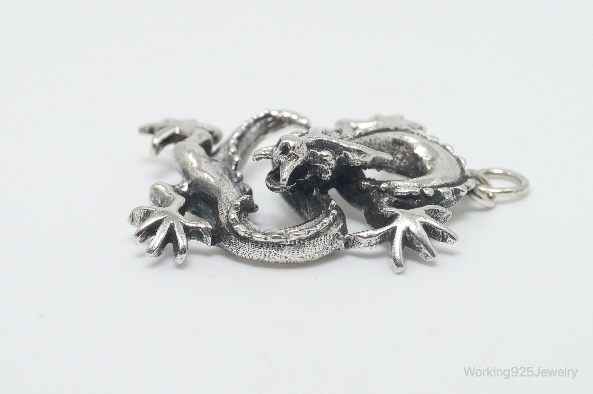 Vintage Dragon Sterling Silver Necklace Pendant