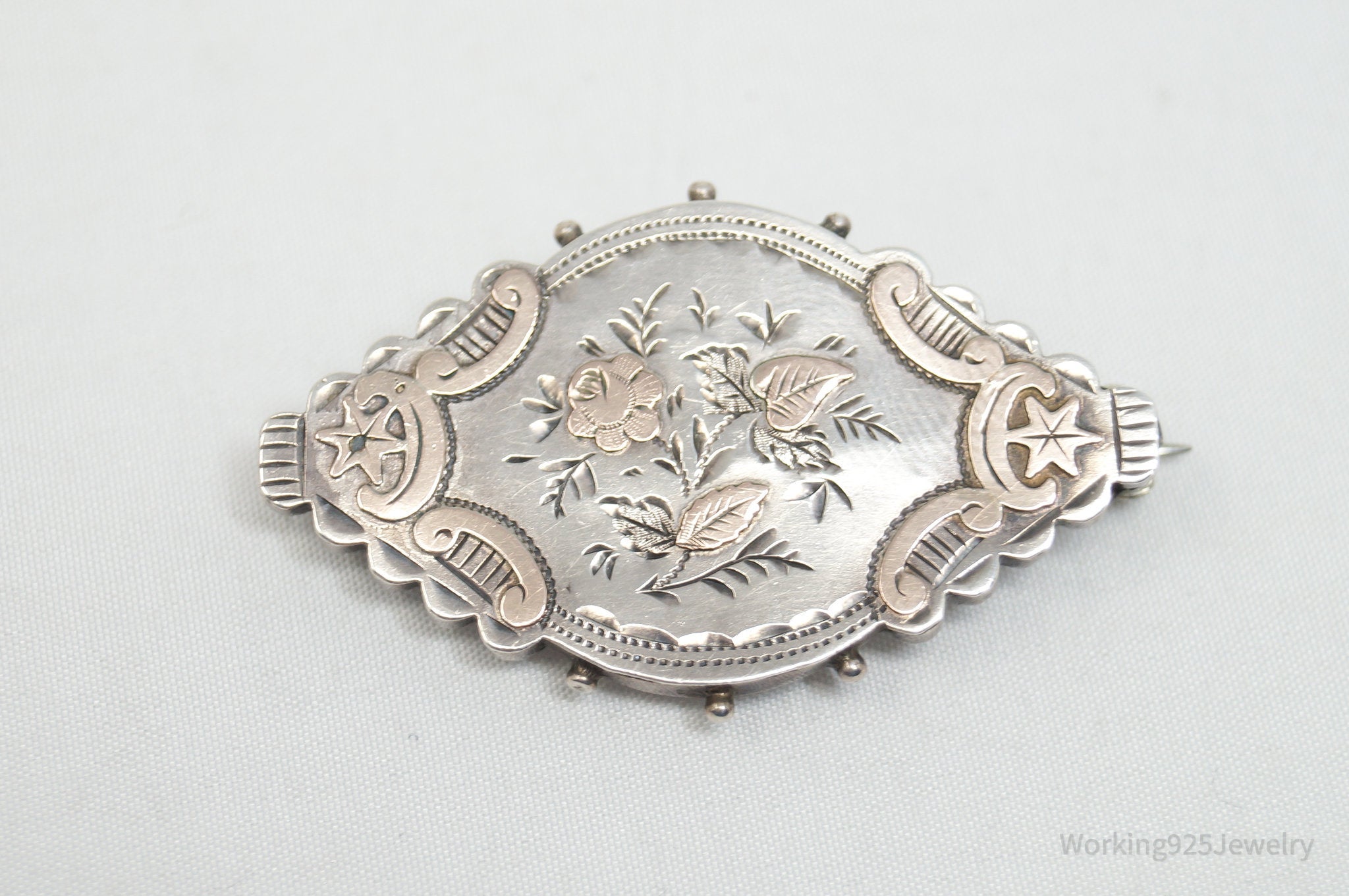 Antique English Designer George Alfred Retchford Sterling Silver Brooch Pin