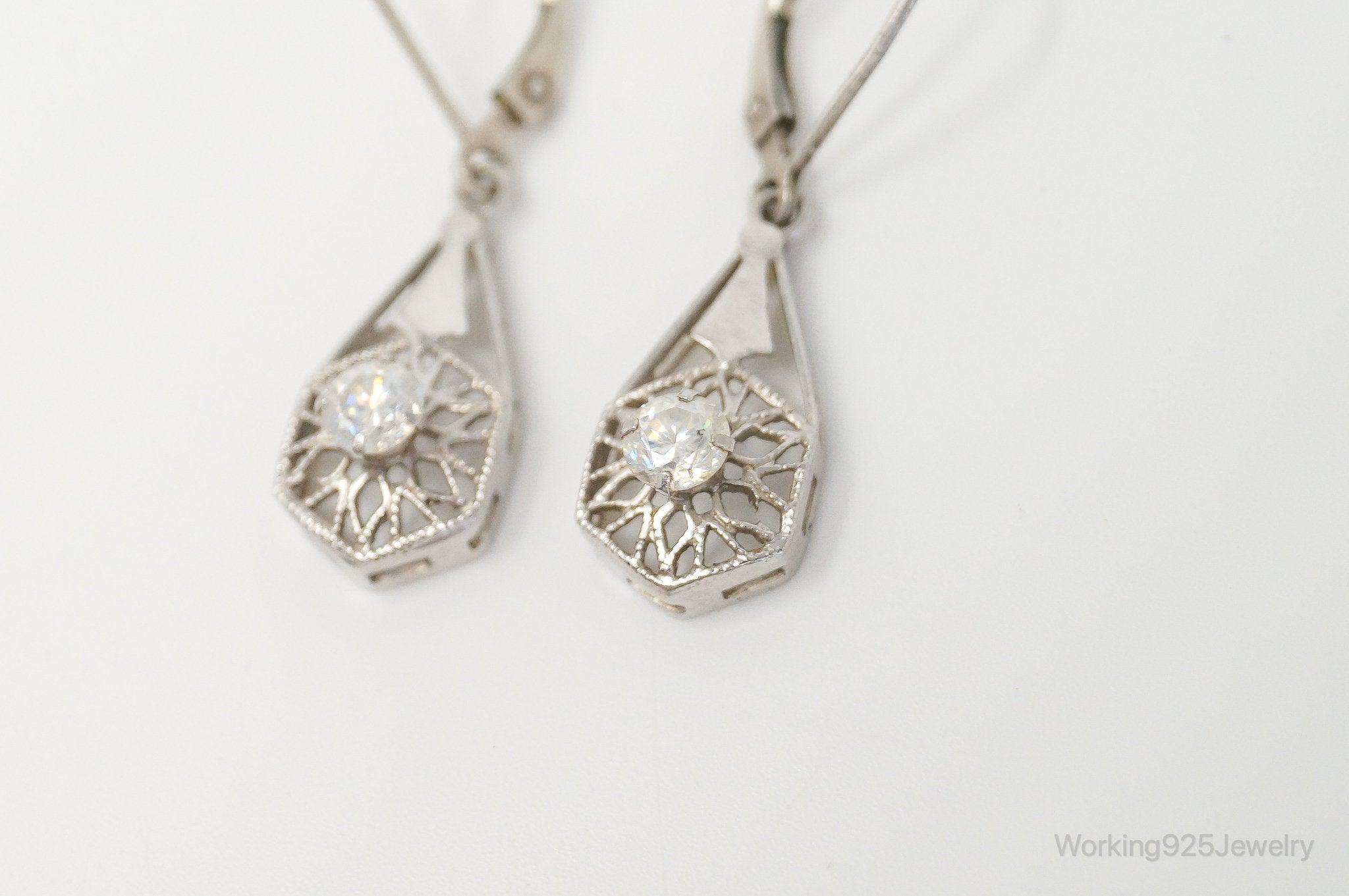 Vintage Cubic Zirconia Sterling Silver Earrings