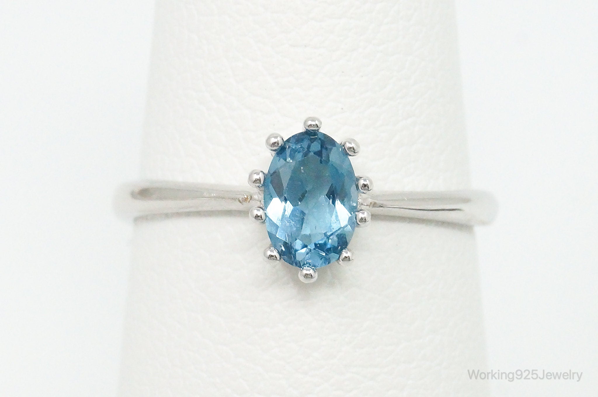 Blue Topaz Sterling Silver Ring - Size 5.25 Adjustable