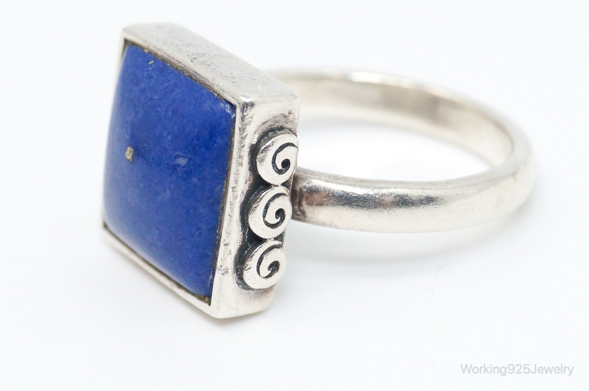 Vintage Designer BOMA Lapis Lazuli Swirl Sterling Silver Ring - Size 8