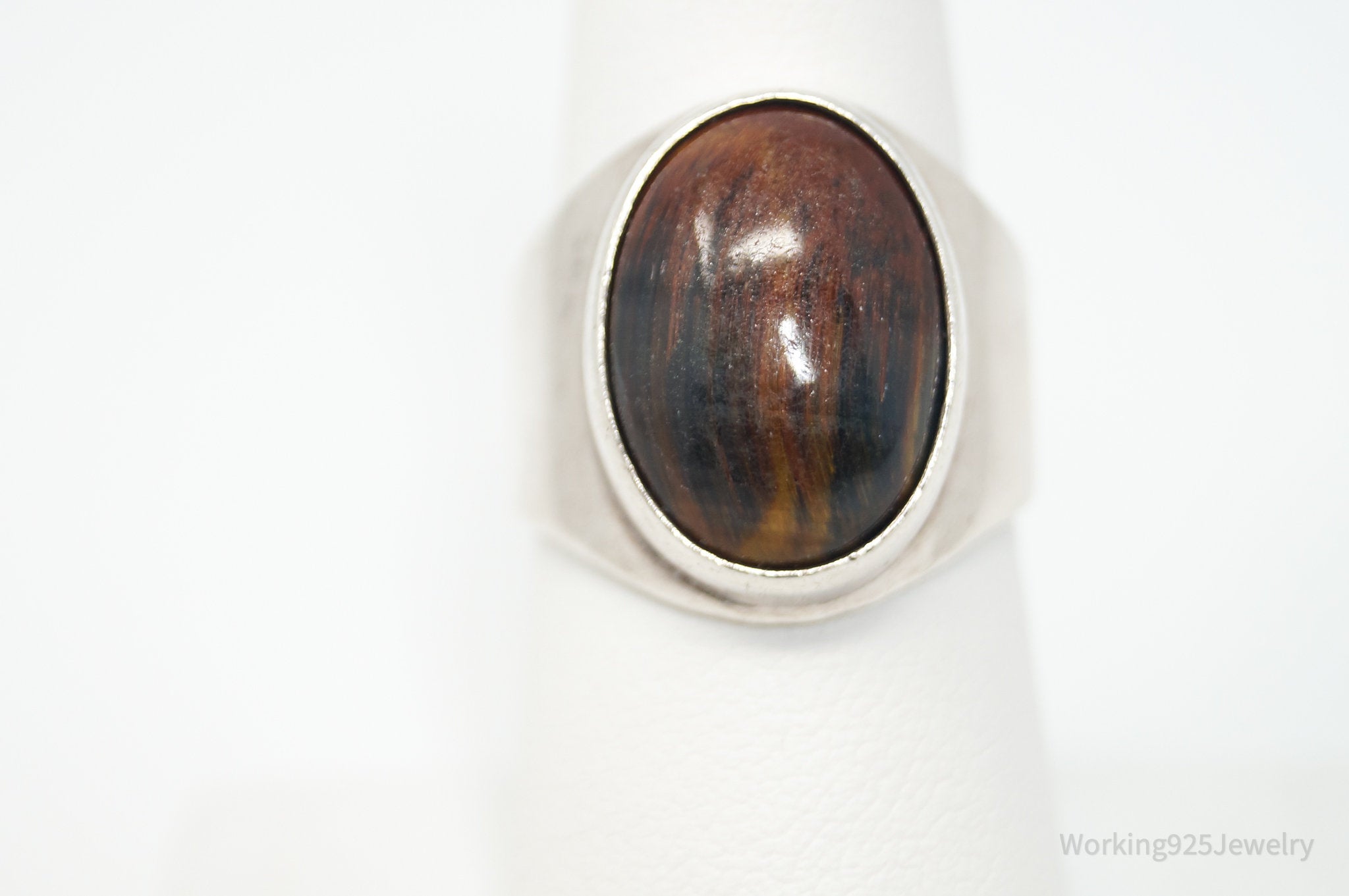 Vintage Cooper-Maki Tigers Eye Southwestern Sterling Silver Ring - Sz 7.25