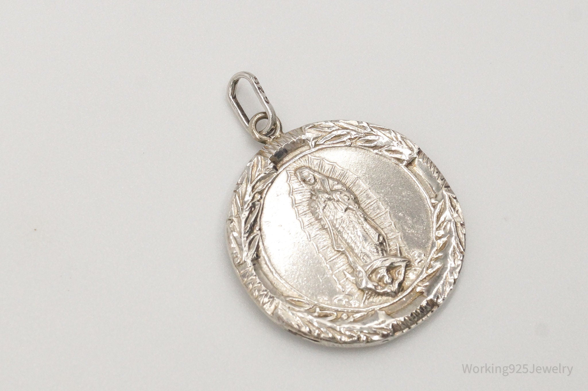 Antique Mother Mary Jesus Sterling Silver Pendant