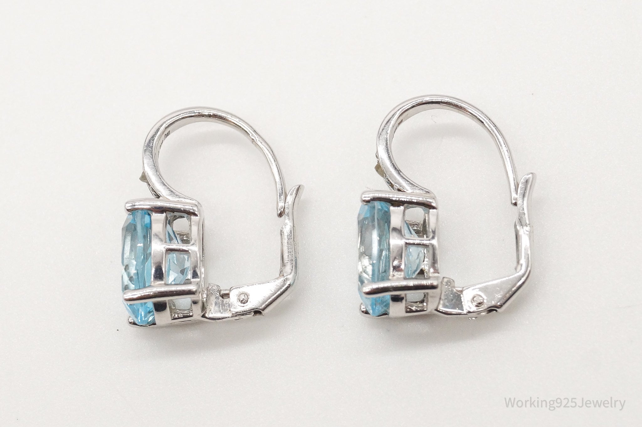 Vintage Designer DBJ Blue Topaz Diamond Sterling Silver Earrings