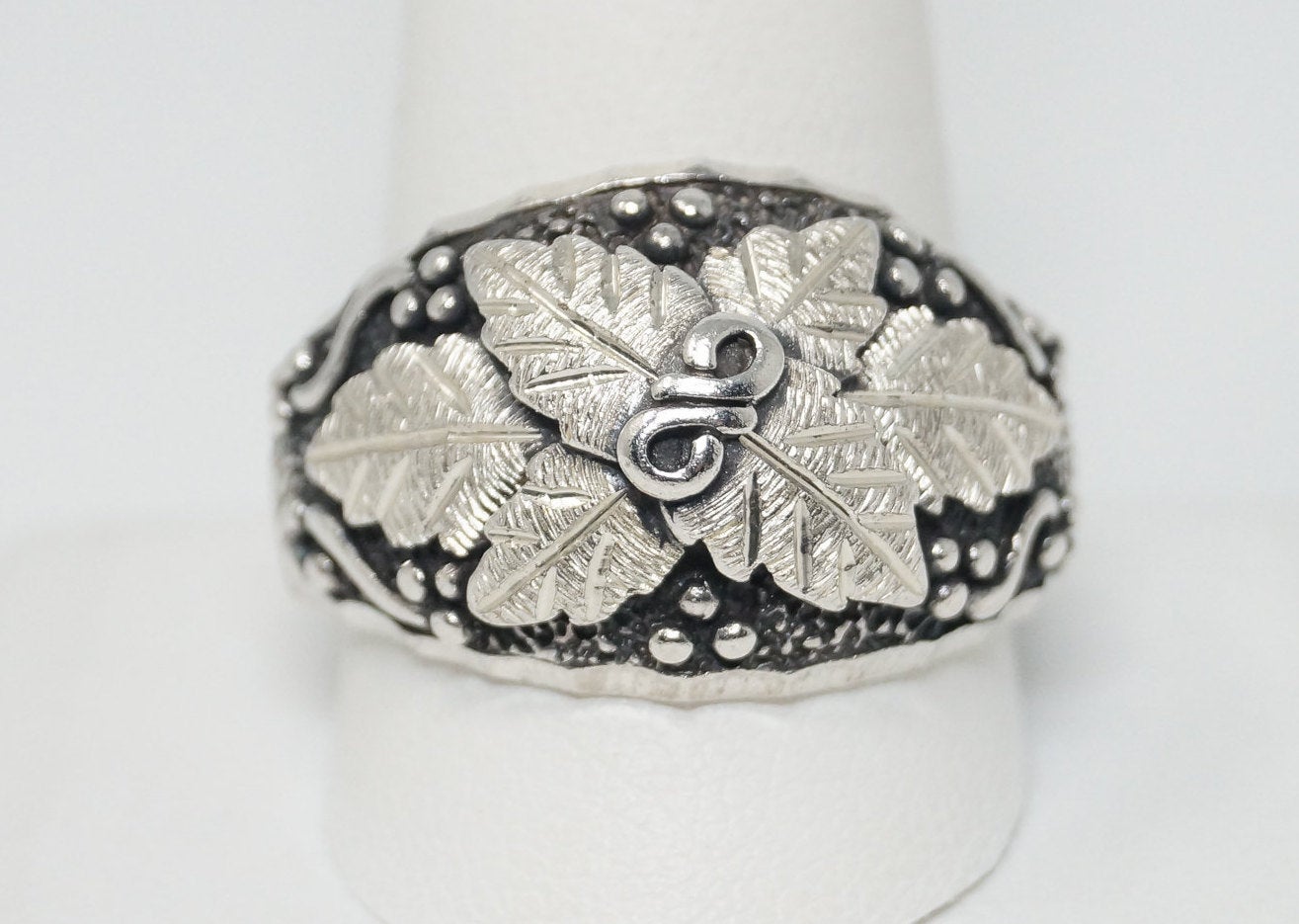 Antique Designer WM Co Grape Vine Sterling Silver Ring - Size 12
