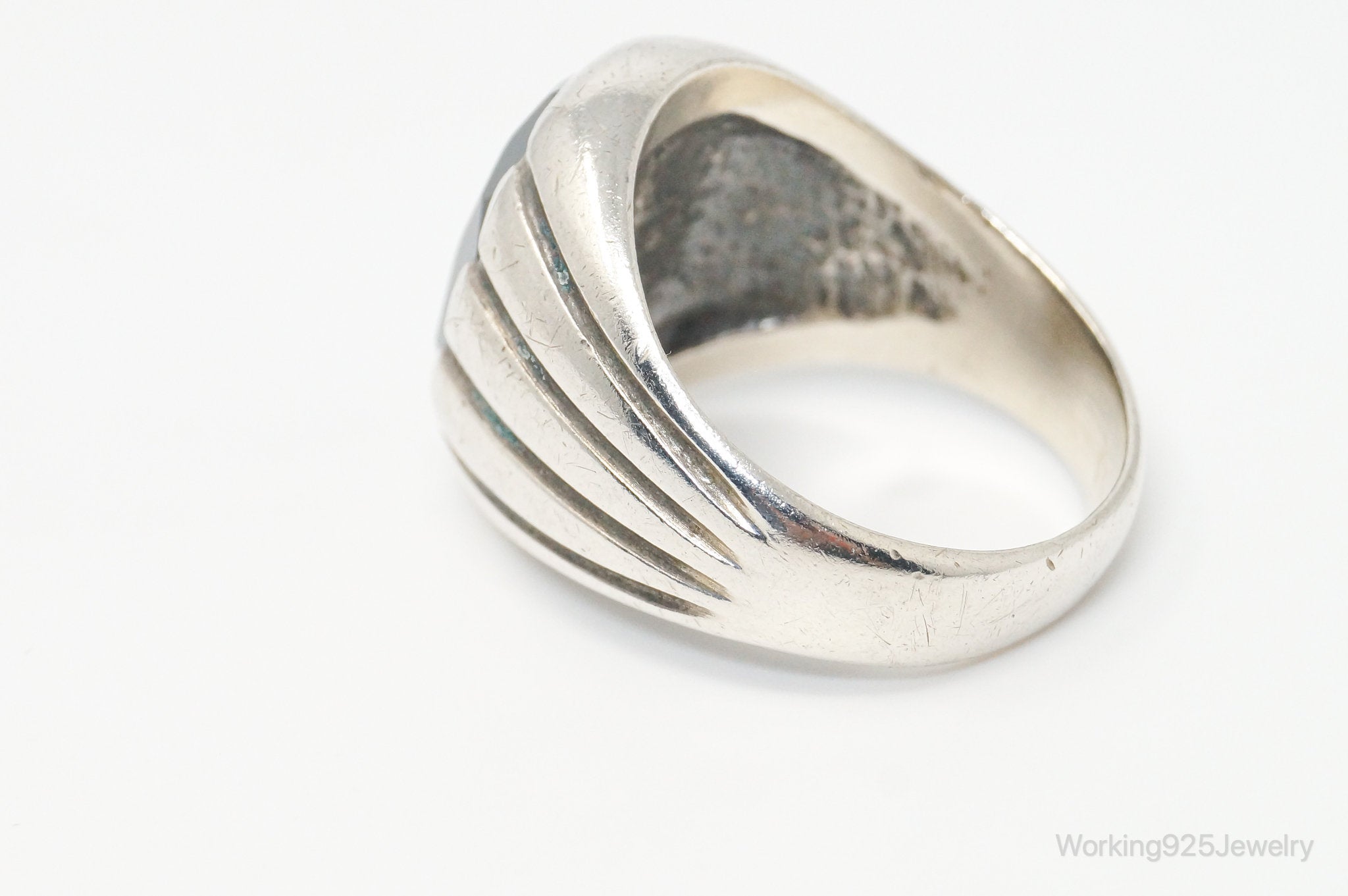 Vintage Designer WM Co Hematite Sterling Silver Ring - Size 12.5