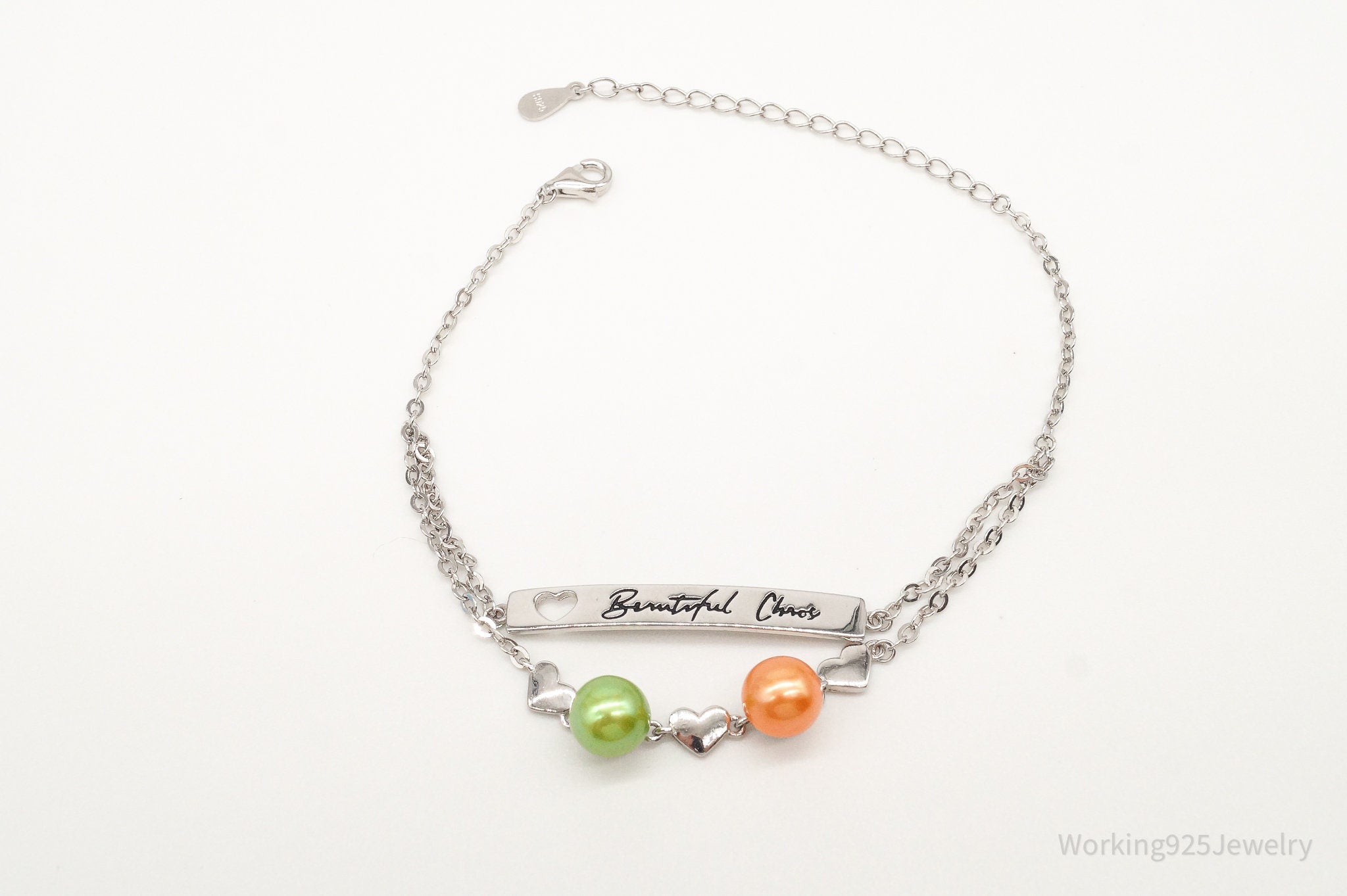 Designer Ryze "Beautiful Chaos" Pearl Sterling Silver Chain Bracelet