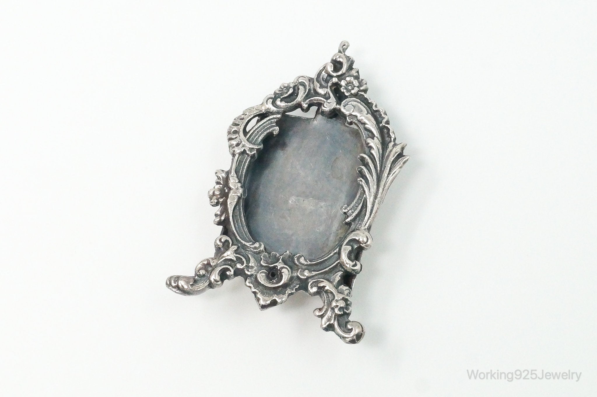 Antique Photo Picture Frame Sterling Silver Brooch Pin