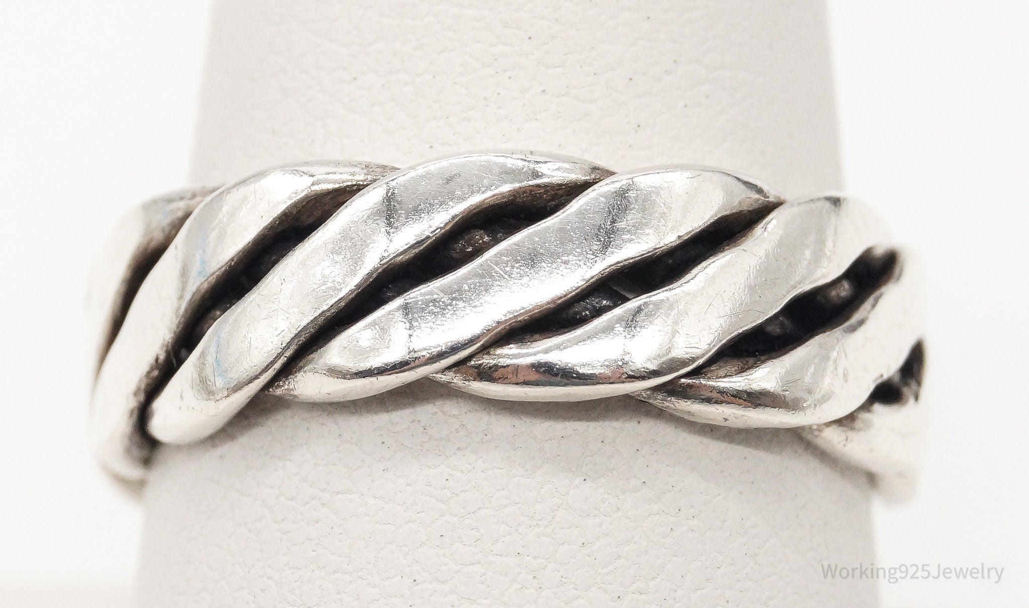 Vintage Cable Twist Sterling Silver Band Ring - Size 8.75