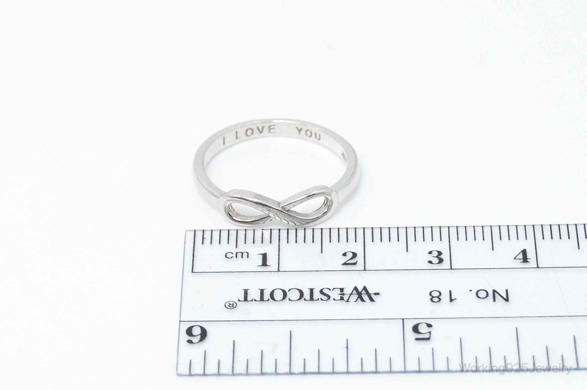 Vintage "I Love You" Infinity Sterling Silver Ring - SZ 7