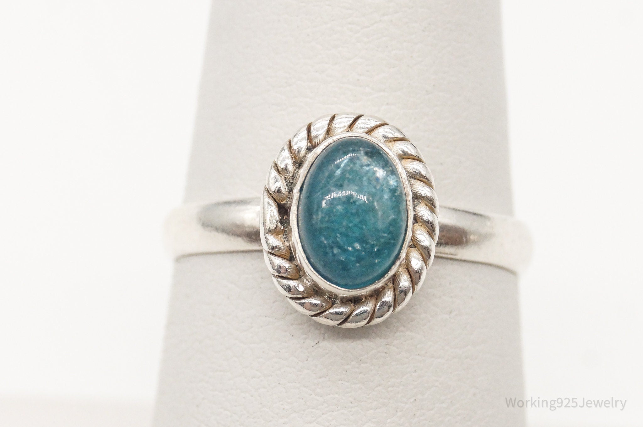 Vintage Blue Stone Sterling Silver Ring - Size 7