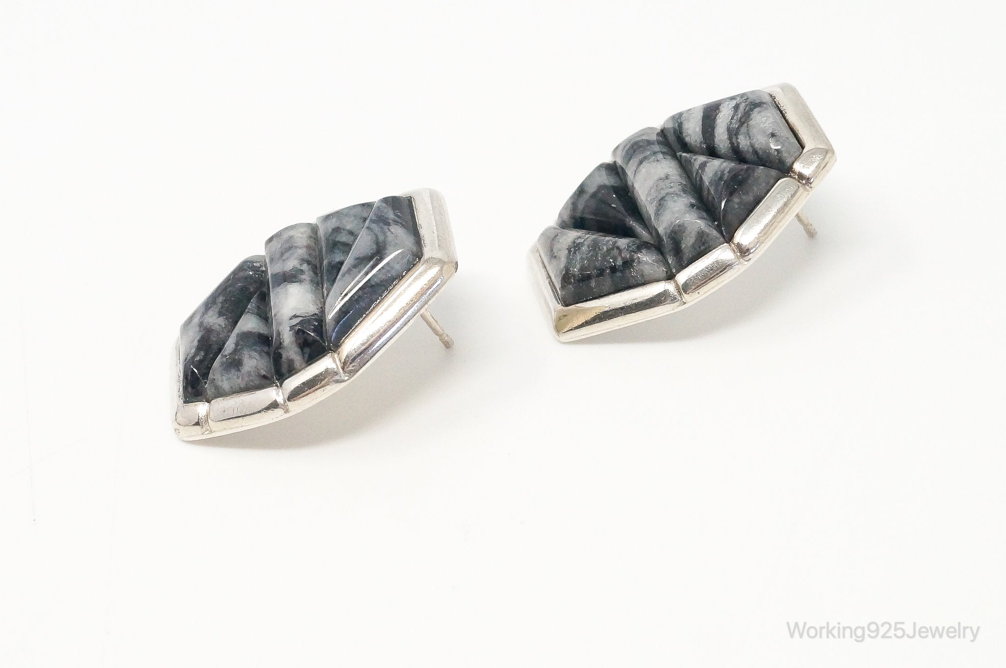Designer Desert Rose Trading Co Black Jasper Ring Sterling Silver Earrings