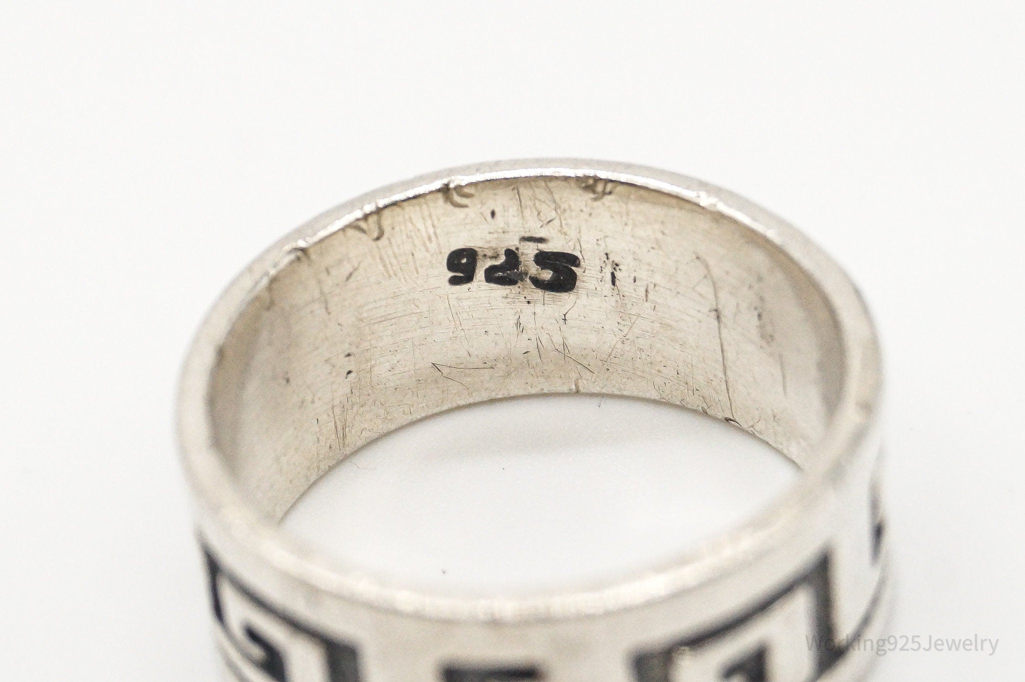 Vintage Greek Key Sterling Silver Band Ring - Size 11.25