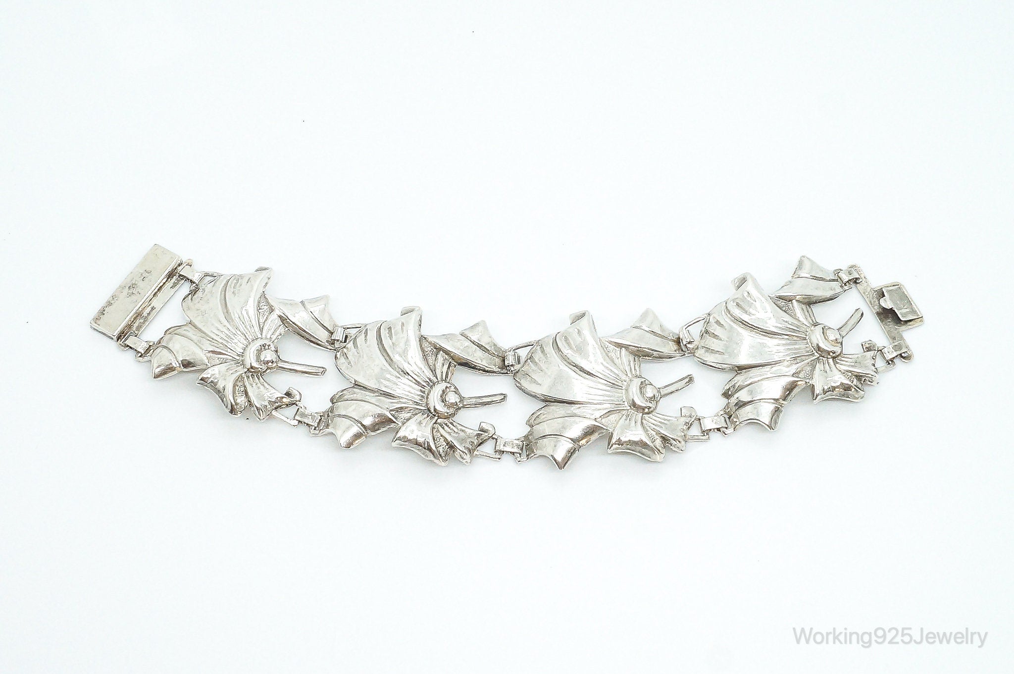 Antique Floral Sterling Silver Bracelet