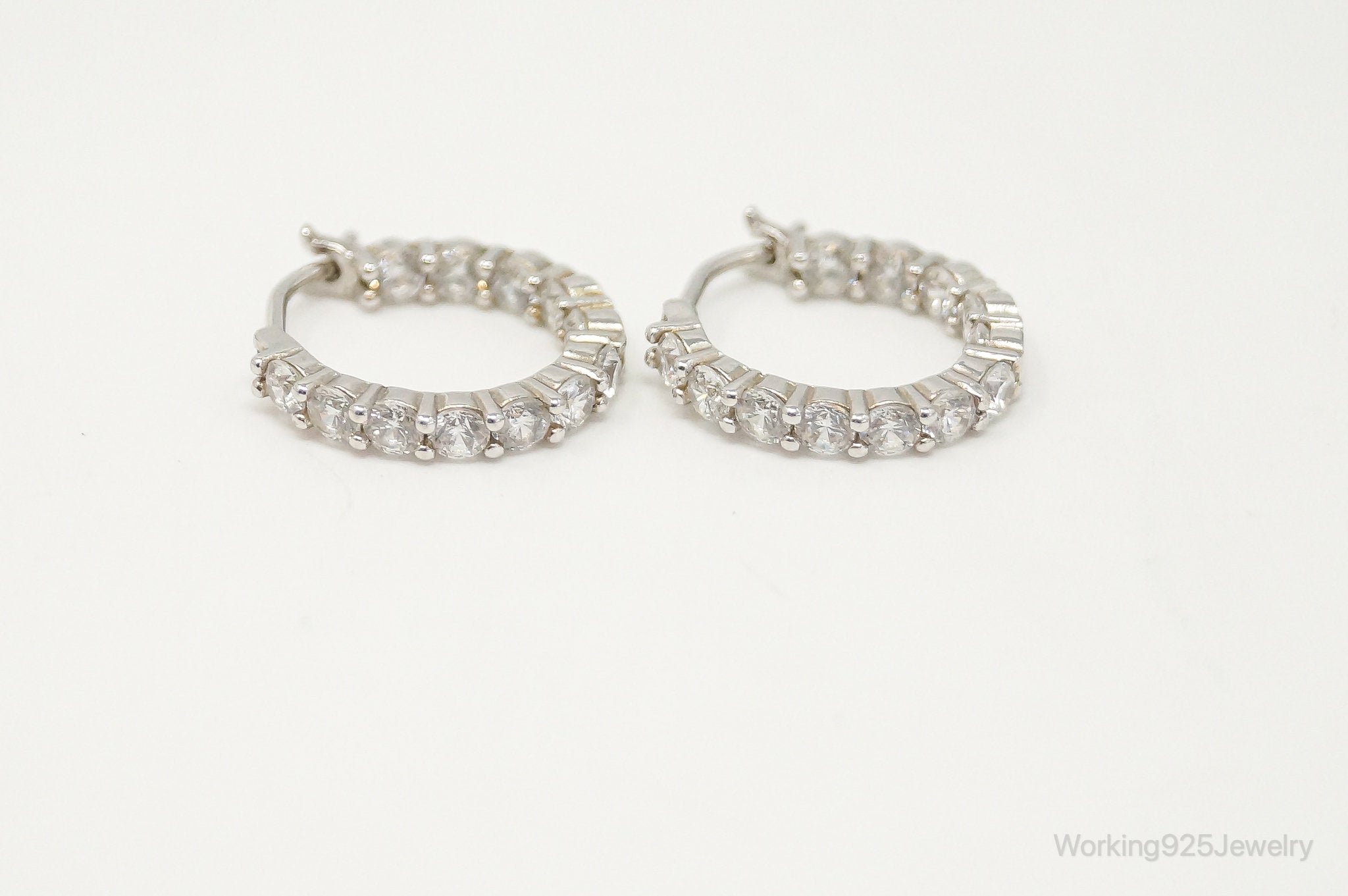 Cubic Zirconia Sterling Silver Hoop Earrings