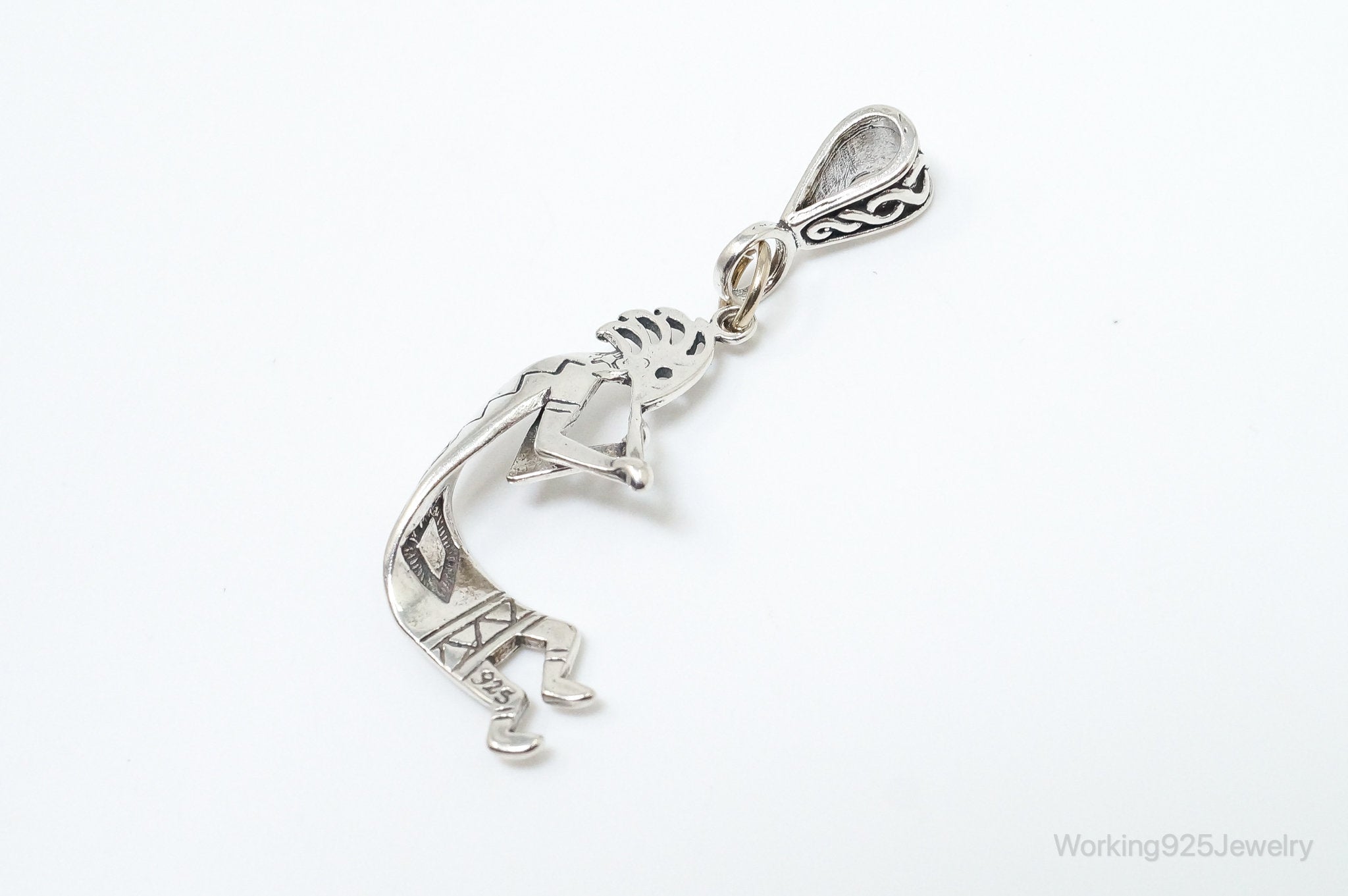 Large Vintage Native American Dancing Kokopelli Sterling Silver Pendant