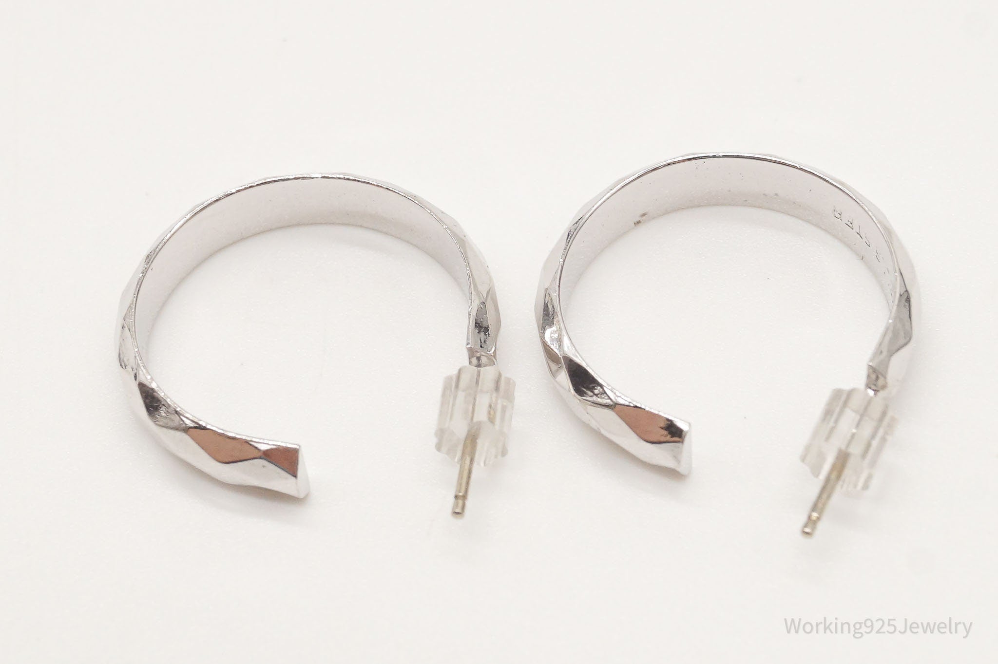 Vintage Designer Wells Sterling Silver Hoop Earrings