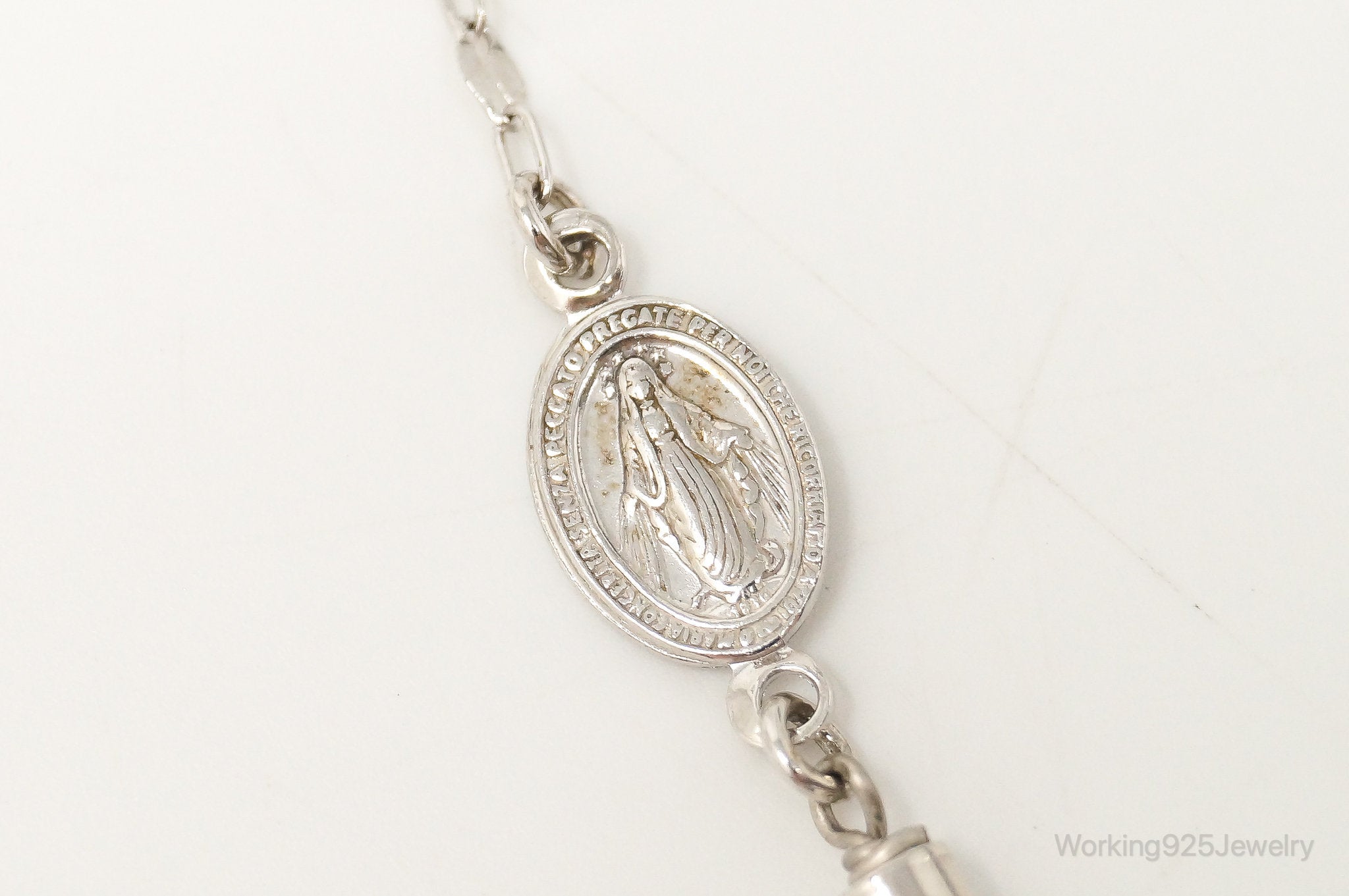 Designer Dyadema Crosses & Miraculous Mary Medals Sterling Silver Necklace