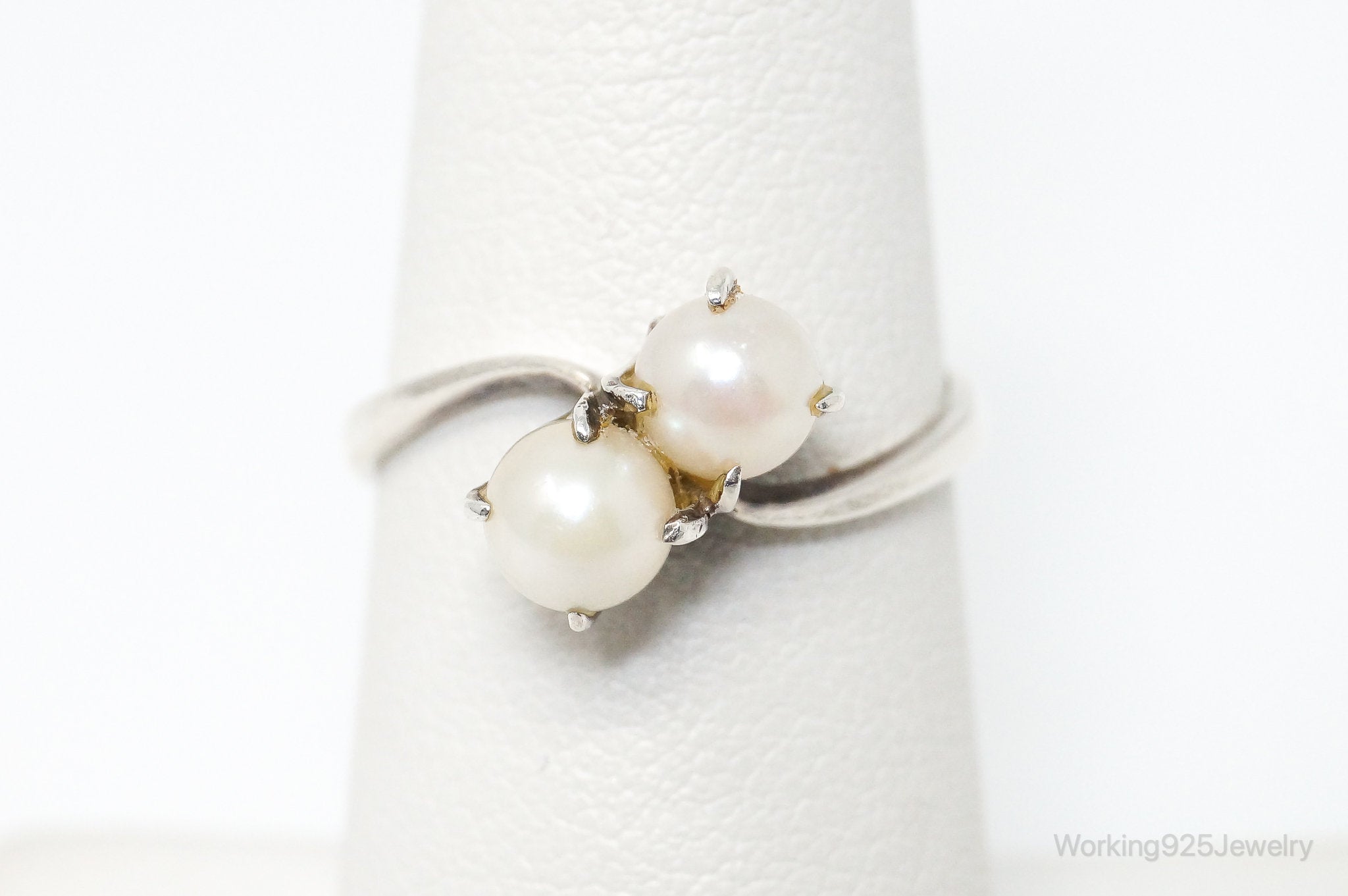 Antique Victorian Faux Pearl Silver Ring - SZ 6.75