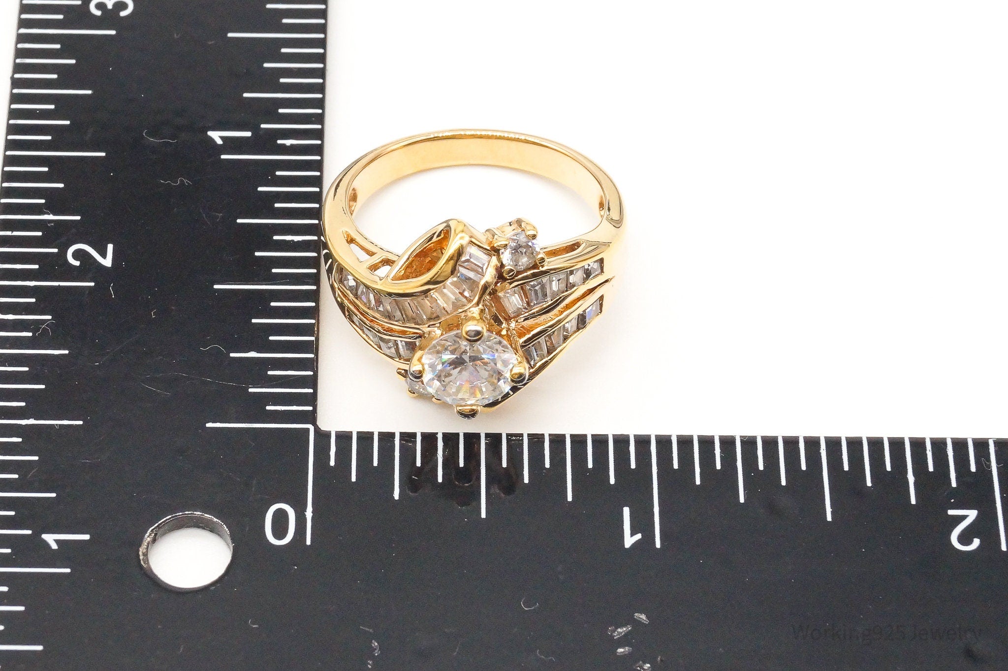 Designer ADI Cubic Zirconia Gold Vermeil Sterling Silver Ring - SZ 9.75