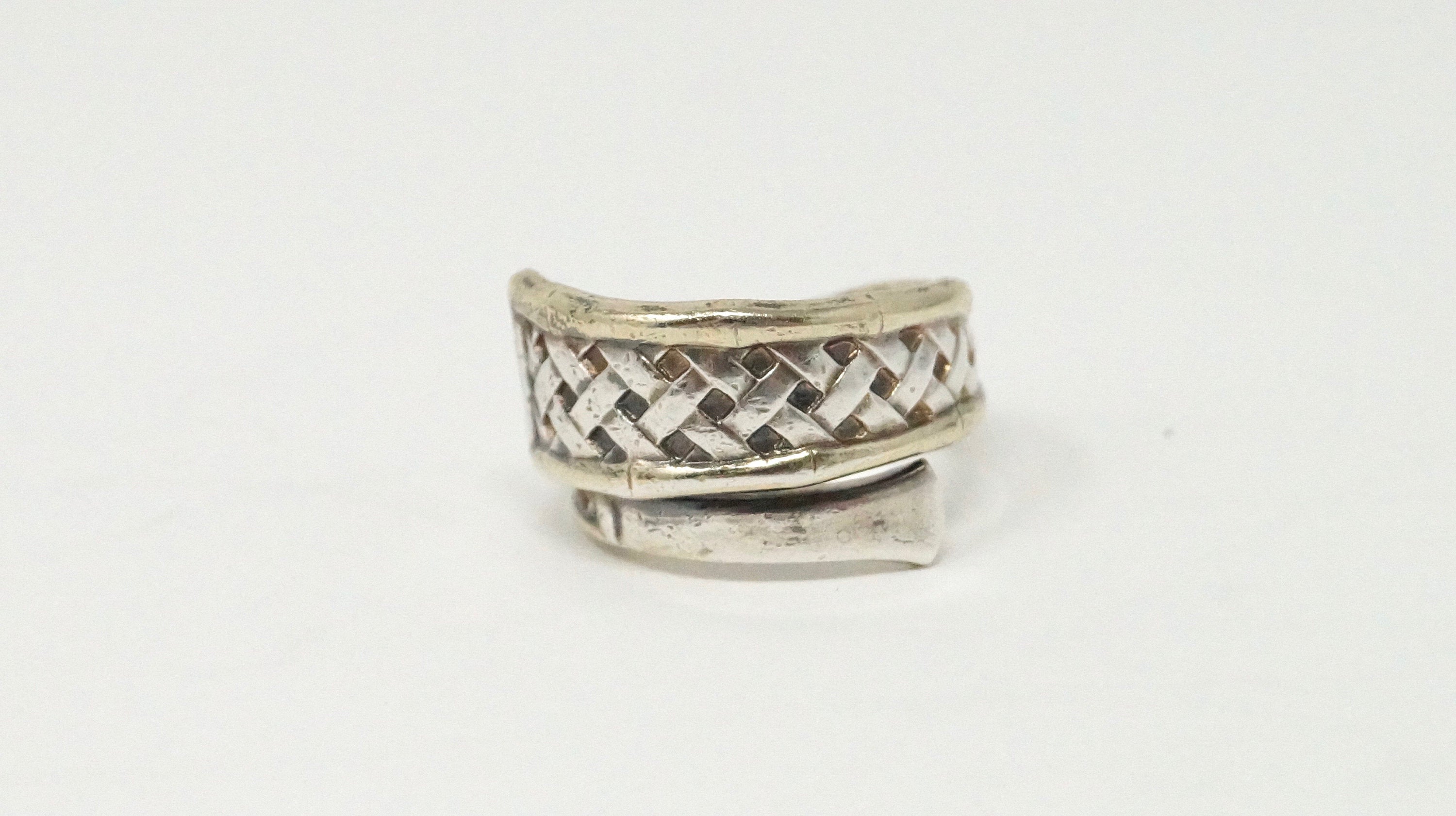 Vintage Basket Weave International Sterling Silver Wrap Ring - Size 5 -